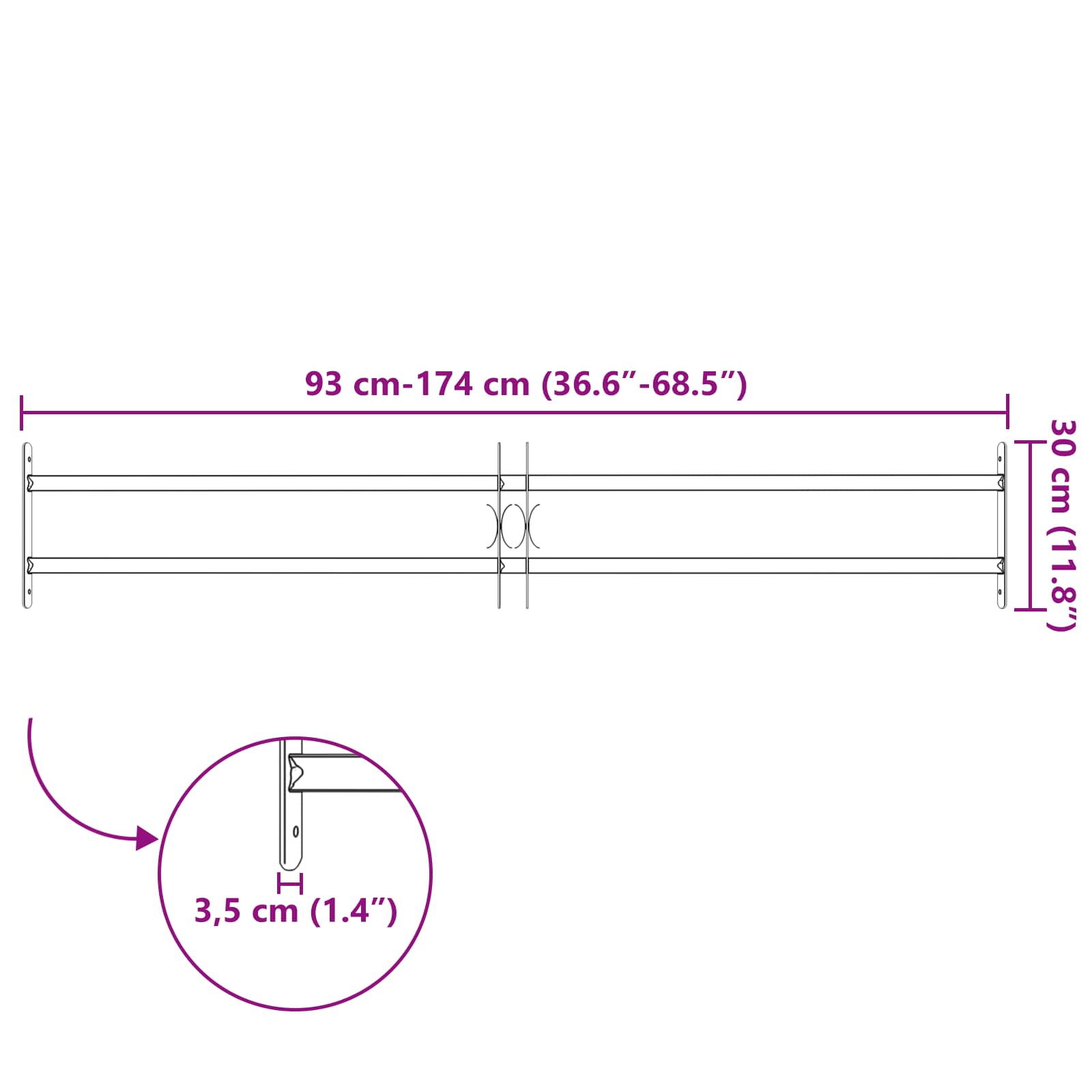 Langų saugos grotelės su 2 skersiniais 3 pcs 93-174 cm