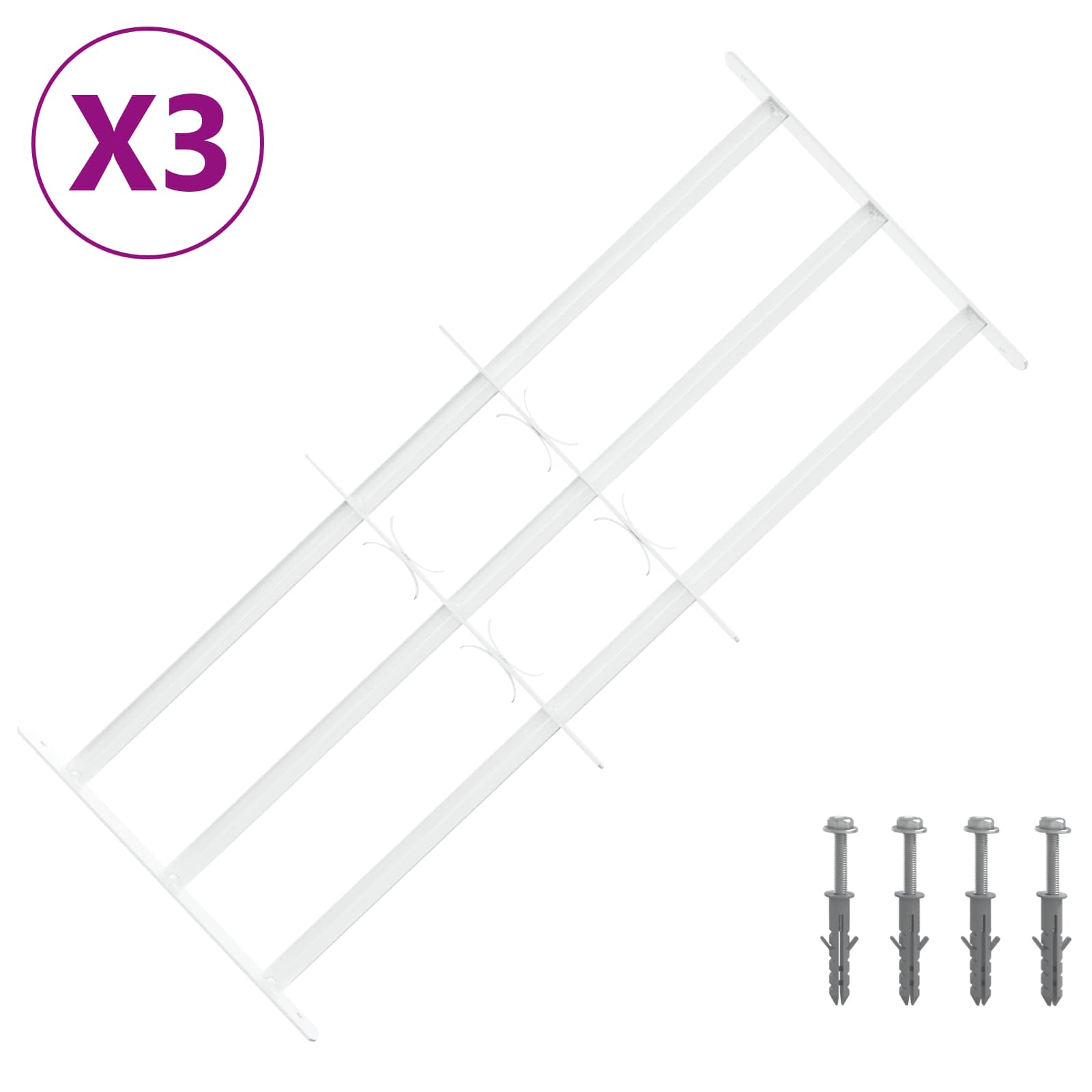 Langų saugos grotelės su 3 skersinėmis 3 pcs 63-114 cm