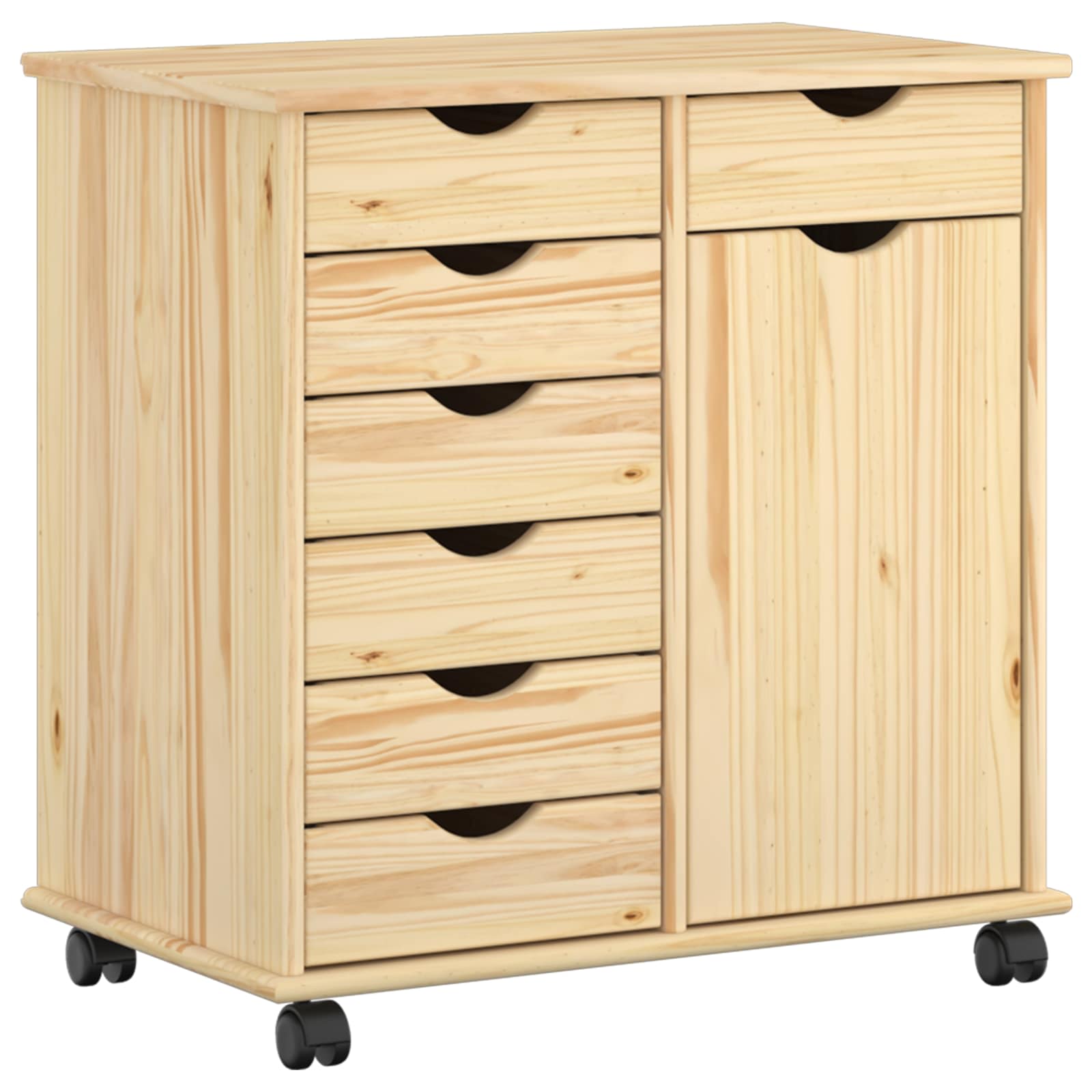 Skapītis ar ritentiņiem Brūns 63,5 x 39 x 65,5 cm Priedes masīvkoks
