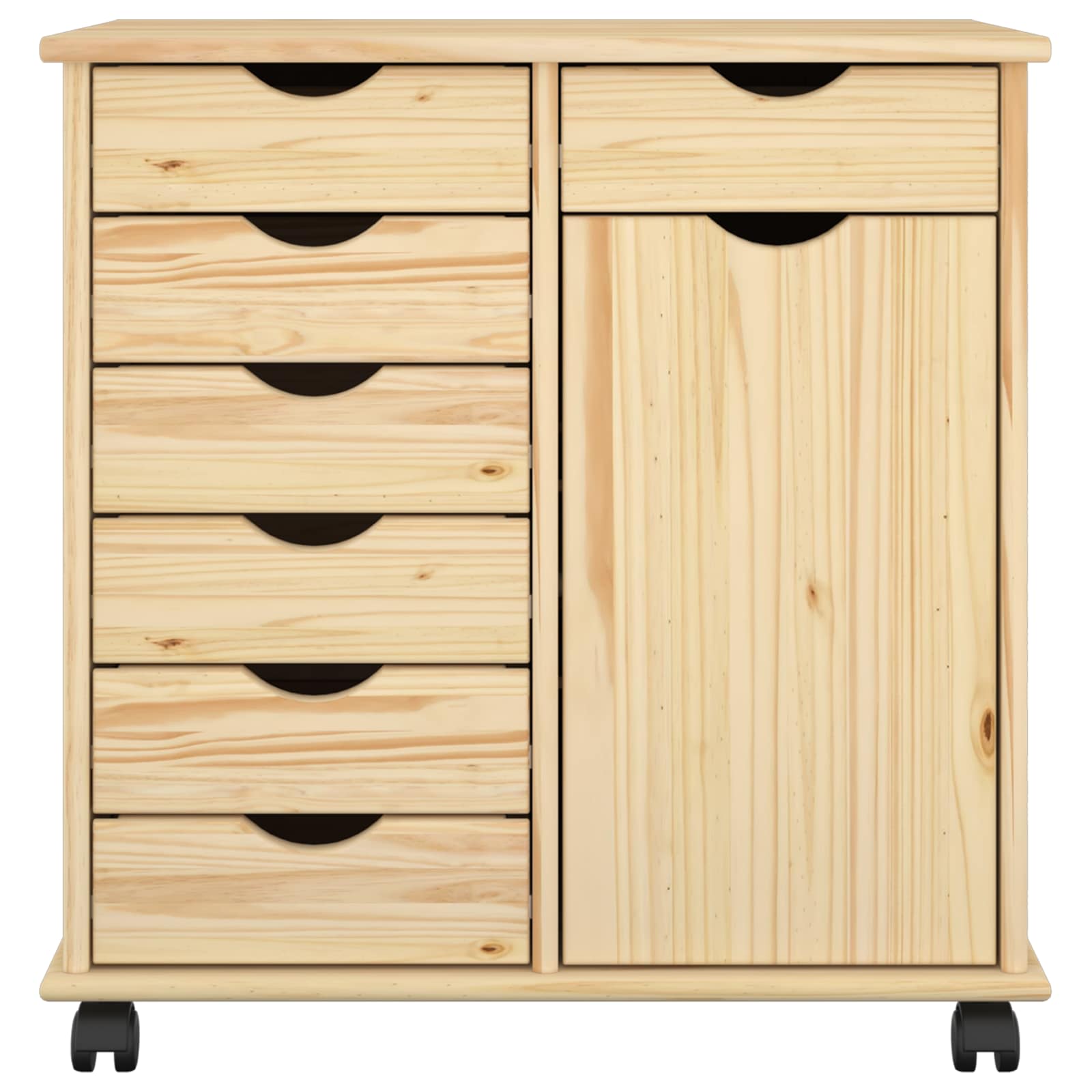 Skapītis ar ritentiņiem Brūns 63,5 x 39 x 65,5 cm Priedes masīvkoks