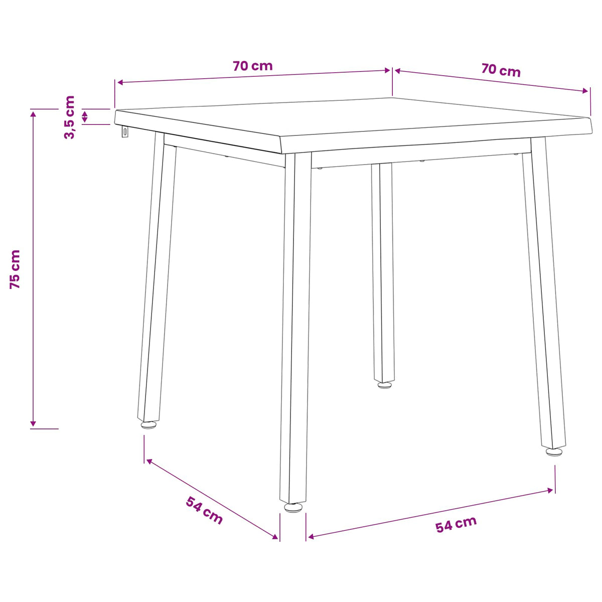 70 x 70 x 75 cm Kietos akacijos mediena Balta ir juoda Kvadrato