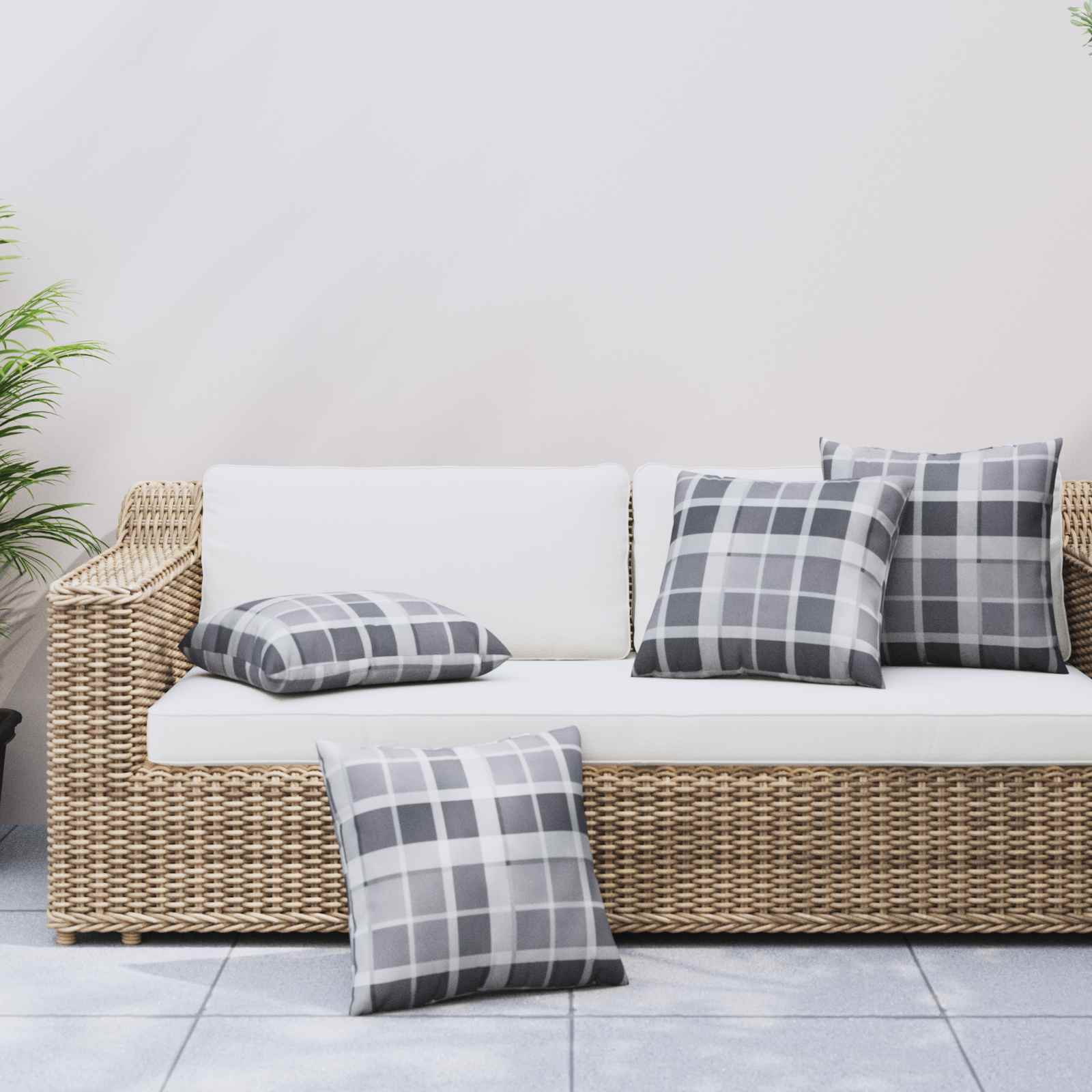 Lauko pagalvė Languotas 4 pcs PilkasCheck 50 x 50 cm Audinys