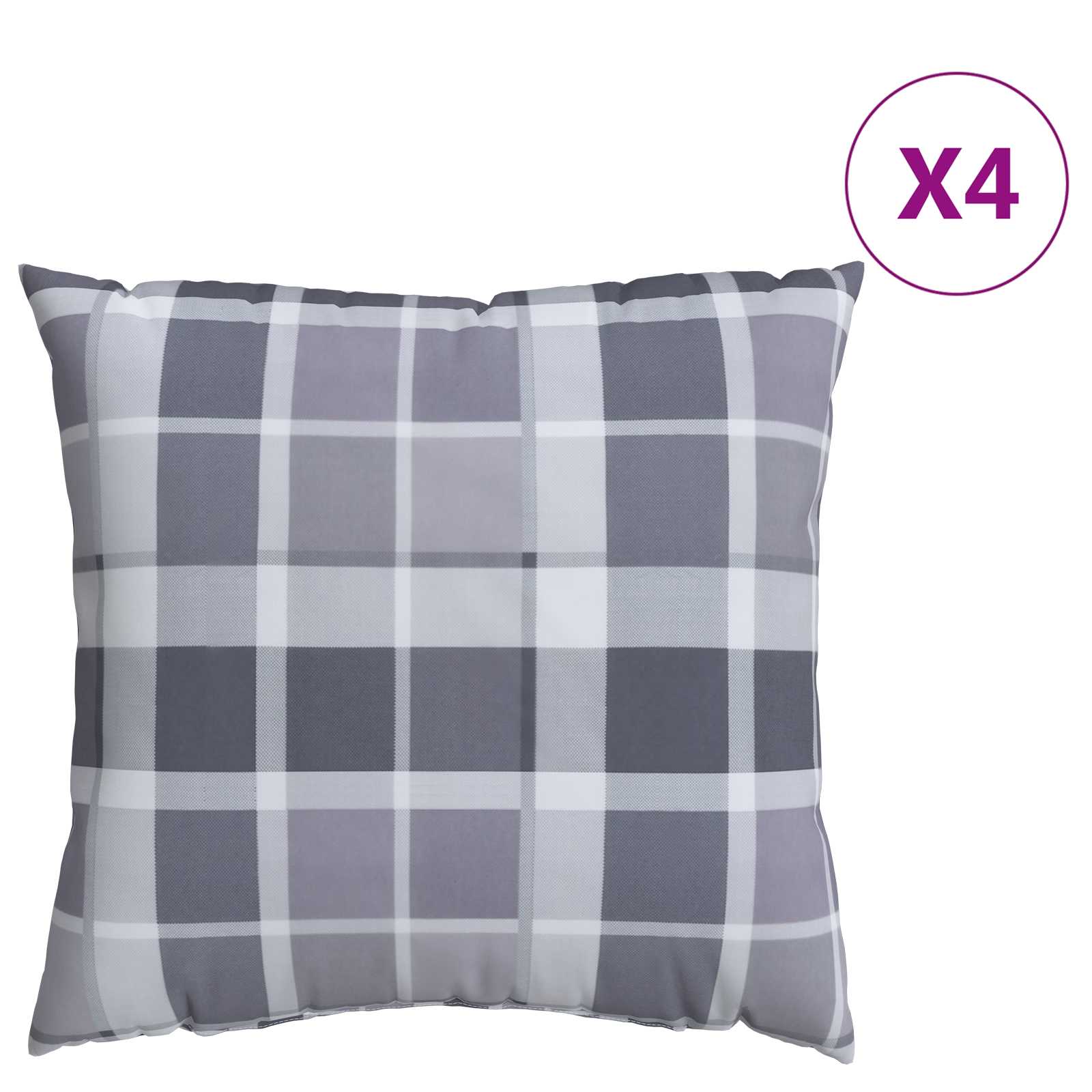 Lauko pagalvė Languotas 4 pcs PilkasCheck 50 x 50 cm Audinys