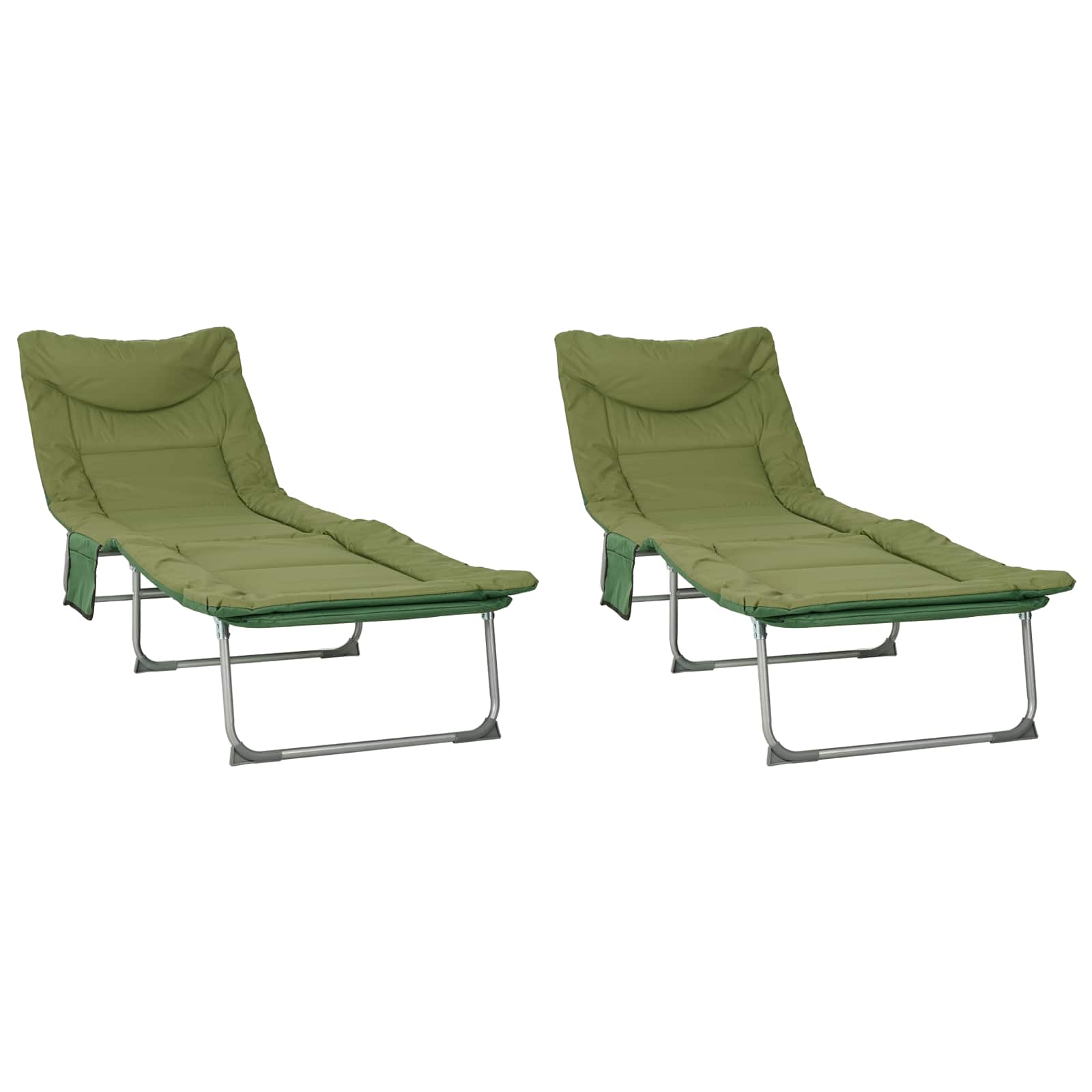 Sulankstomas saulės gultas su pagalvėle 2 pcs Tamsiai žalia