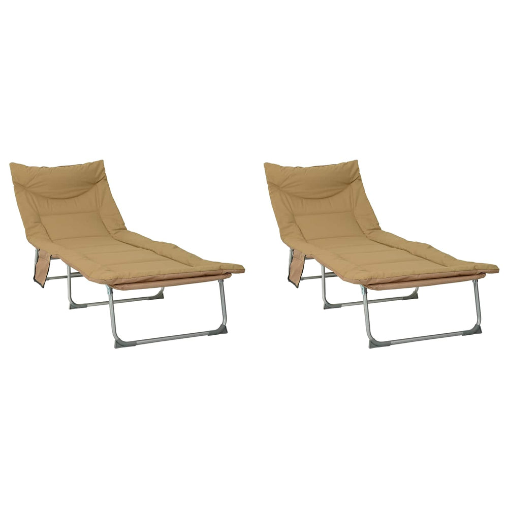 Sulankstomas saulės gultas su pagalvėle 2 pcs Smėlio
