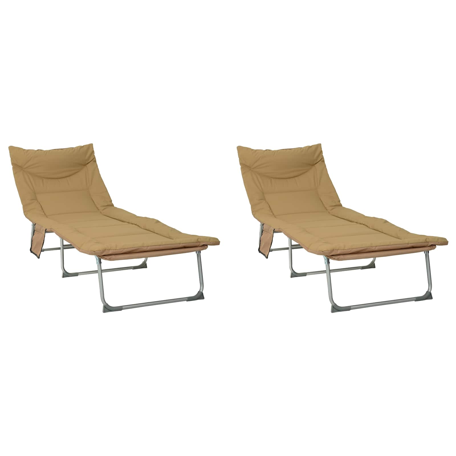 Sulankstomas saulės gultas su pagalvėle 2 pcs Smėlio