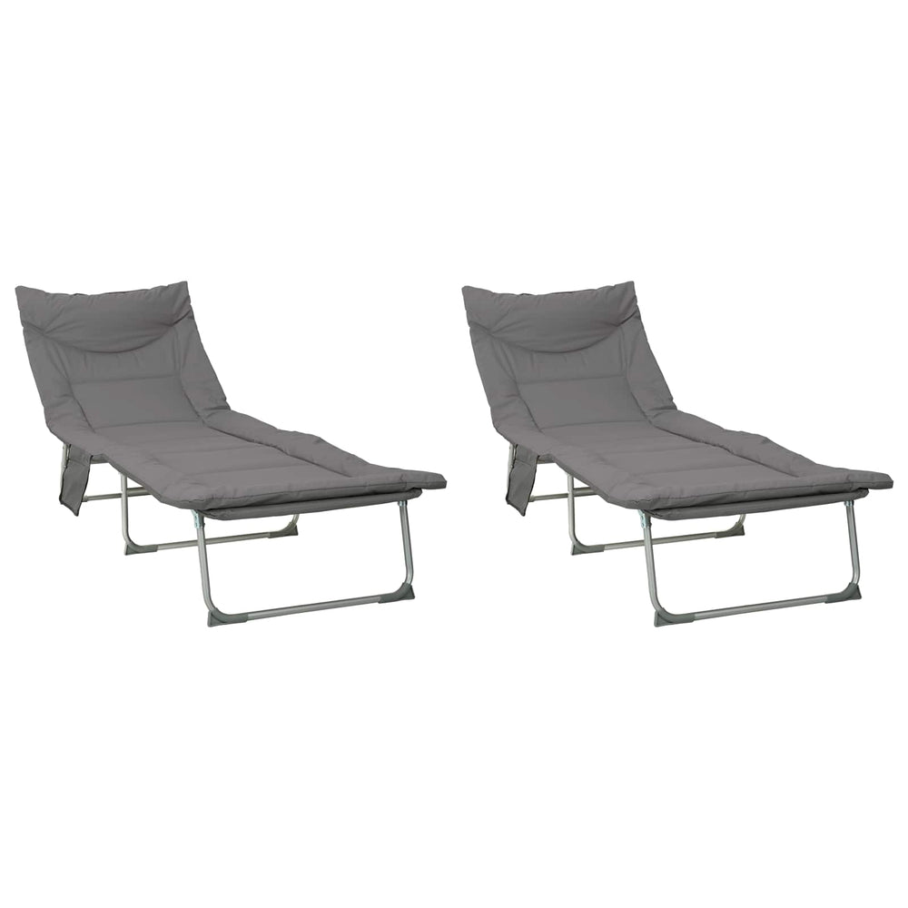 Sulankstomas saulės gultas su pagalvėle 2 pcs Antracito