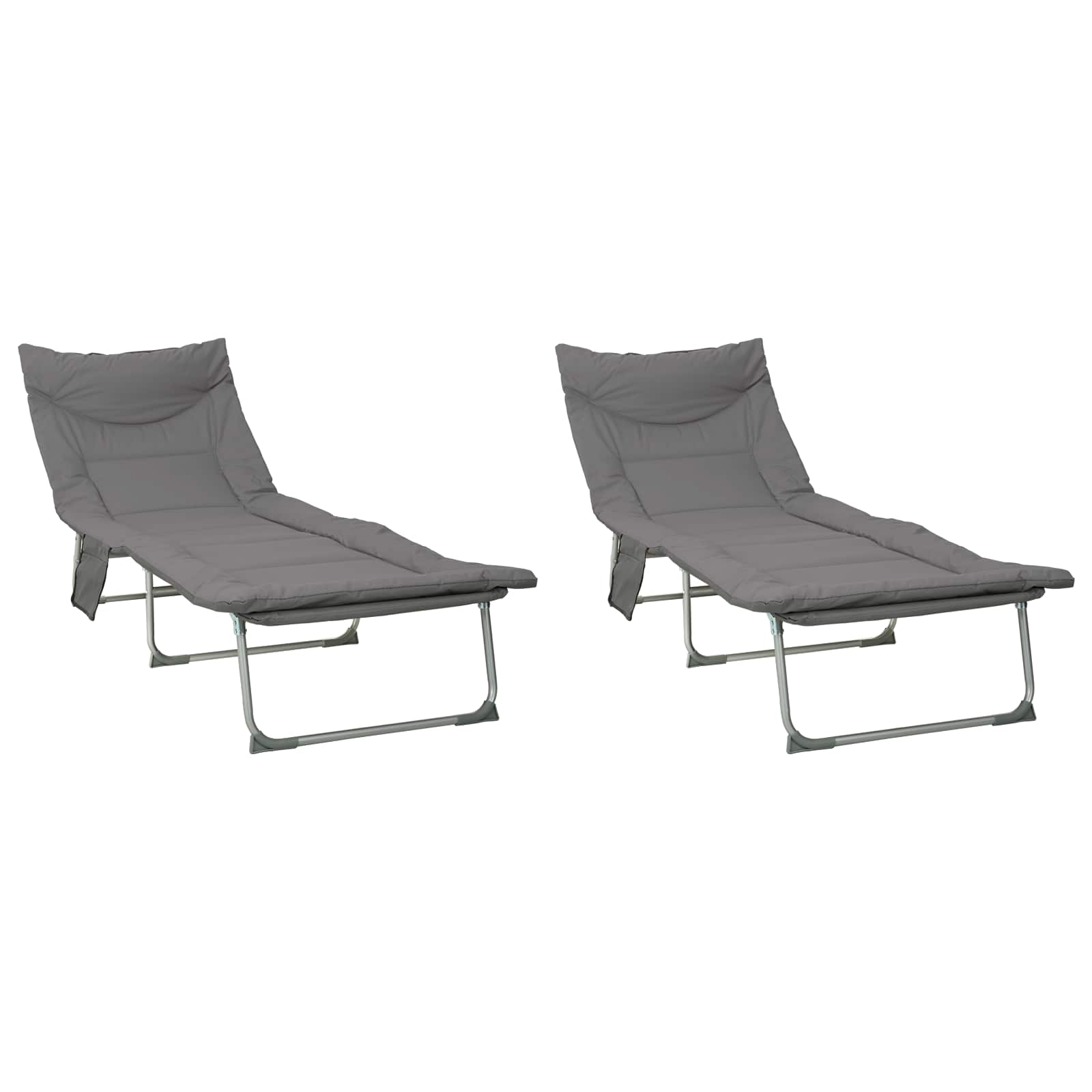 Sulankstomas saulės gultas su pagalvėle 2 pcs Antracito