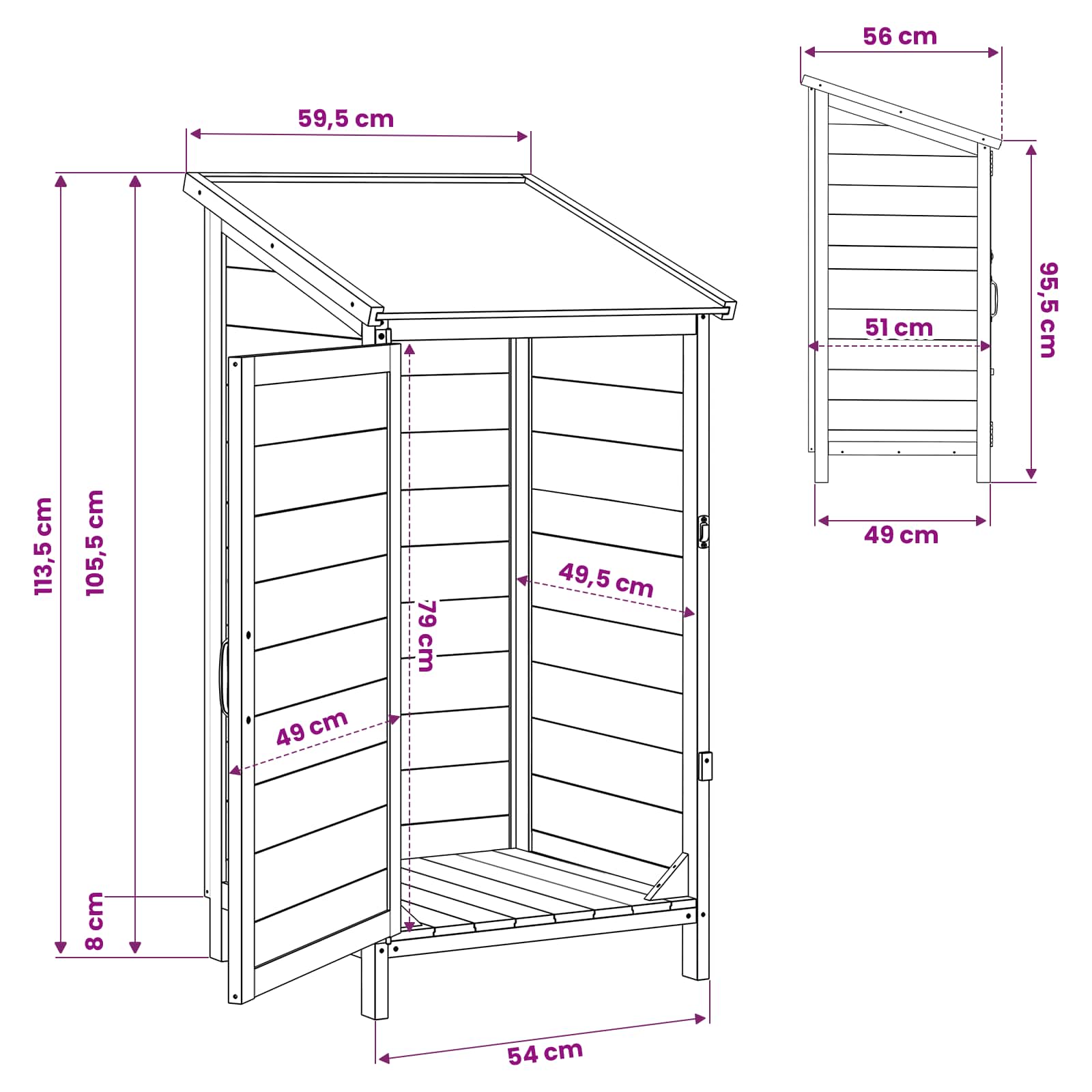 Sodo Sandėlys Balta 59 x 56 x 113,5 cm Apdirbta mediena