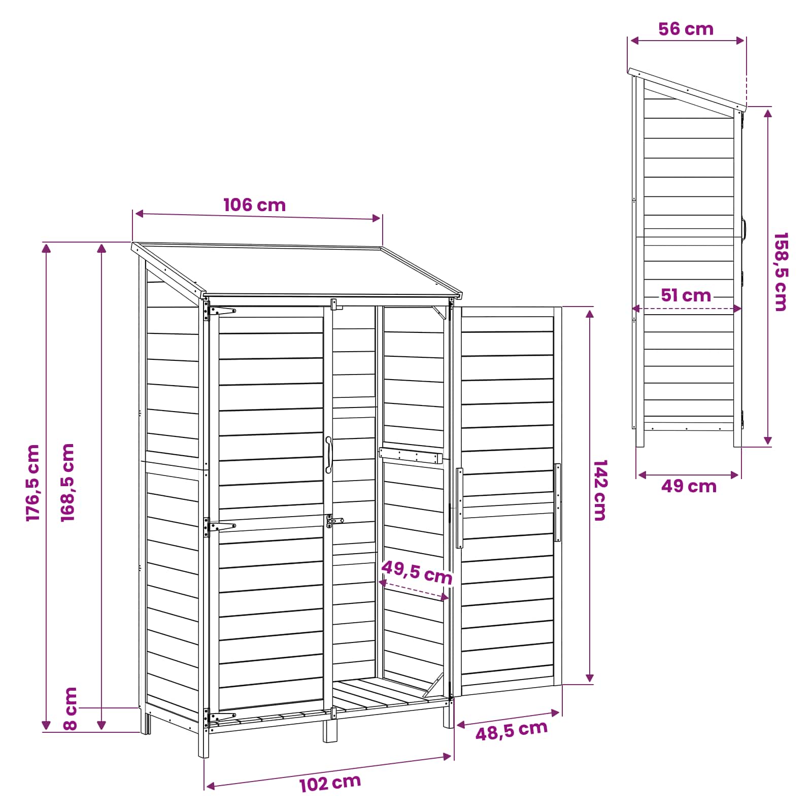 Sodo Sandėlys Ruda 106,5 x 56 x 176 cm Apdirbta mediena