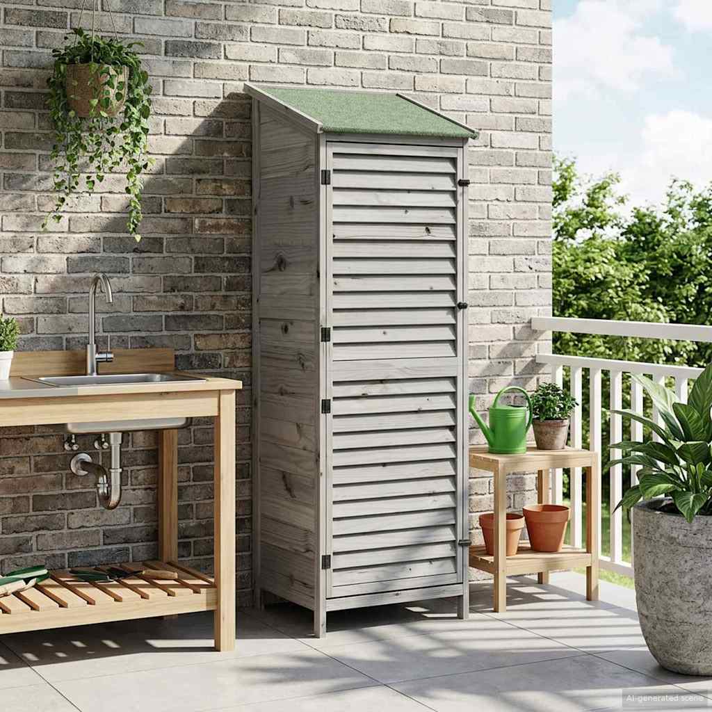 Sodo Sandėlys Pilka 59 x 56 x 176 cm Kietasis pušinis medis