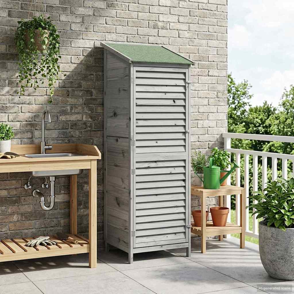 Sodo Sandėlys Pilka 59 x 56 x 176 cm Kietasis pušinis medis