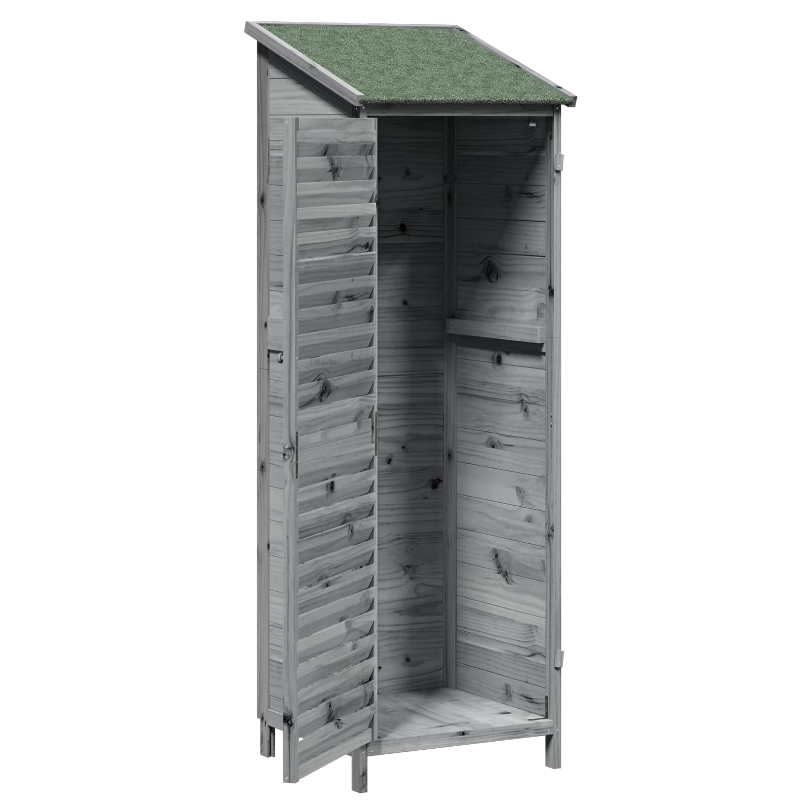 Sodo Sandėlys Pilka 59 x 56 x 176 cm Kietasis pušinis medis
