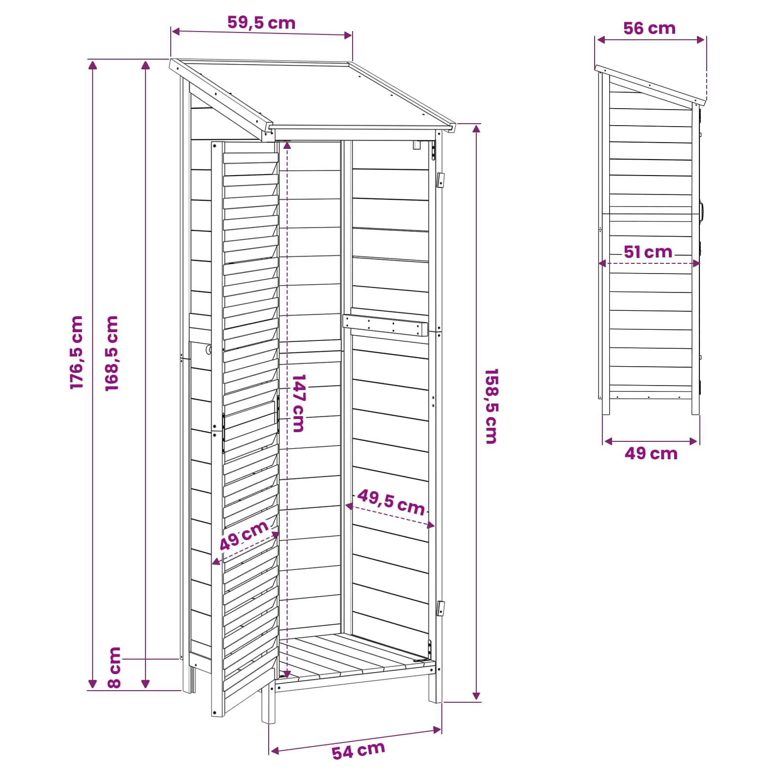 Sodo Sandėlys Pilka 59 x 56 x 176 cm Kietasis pušinis medis