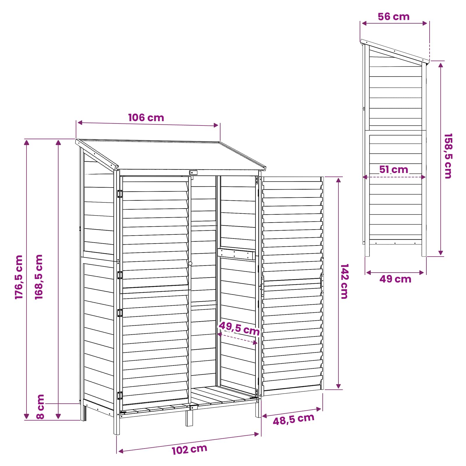 Sodo Sandėlys Natūrali 106 x 56 x 176,5 cm