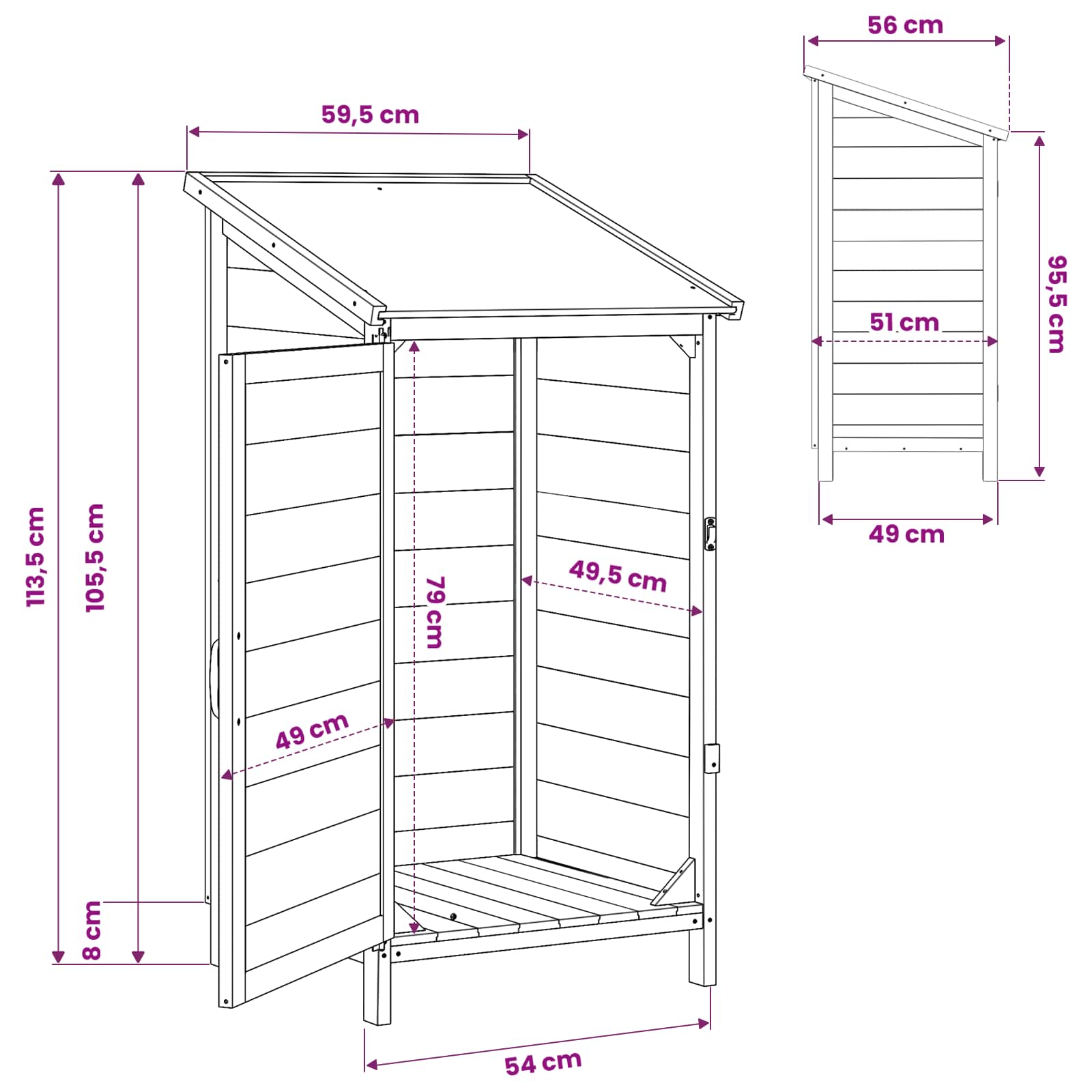 Sodo Sandėlys Natūrali 59,5 x 56 x 113,5 cm Apdirbta mediena