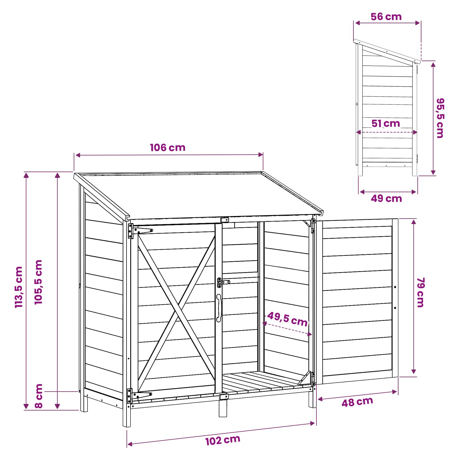 Sodo Sandėlys Balta 106 x 56 x 113,5 cm Apdirbta mediena
