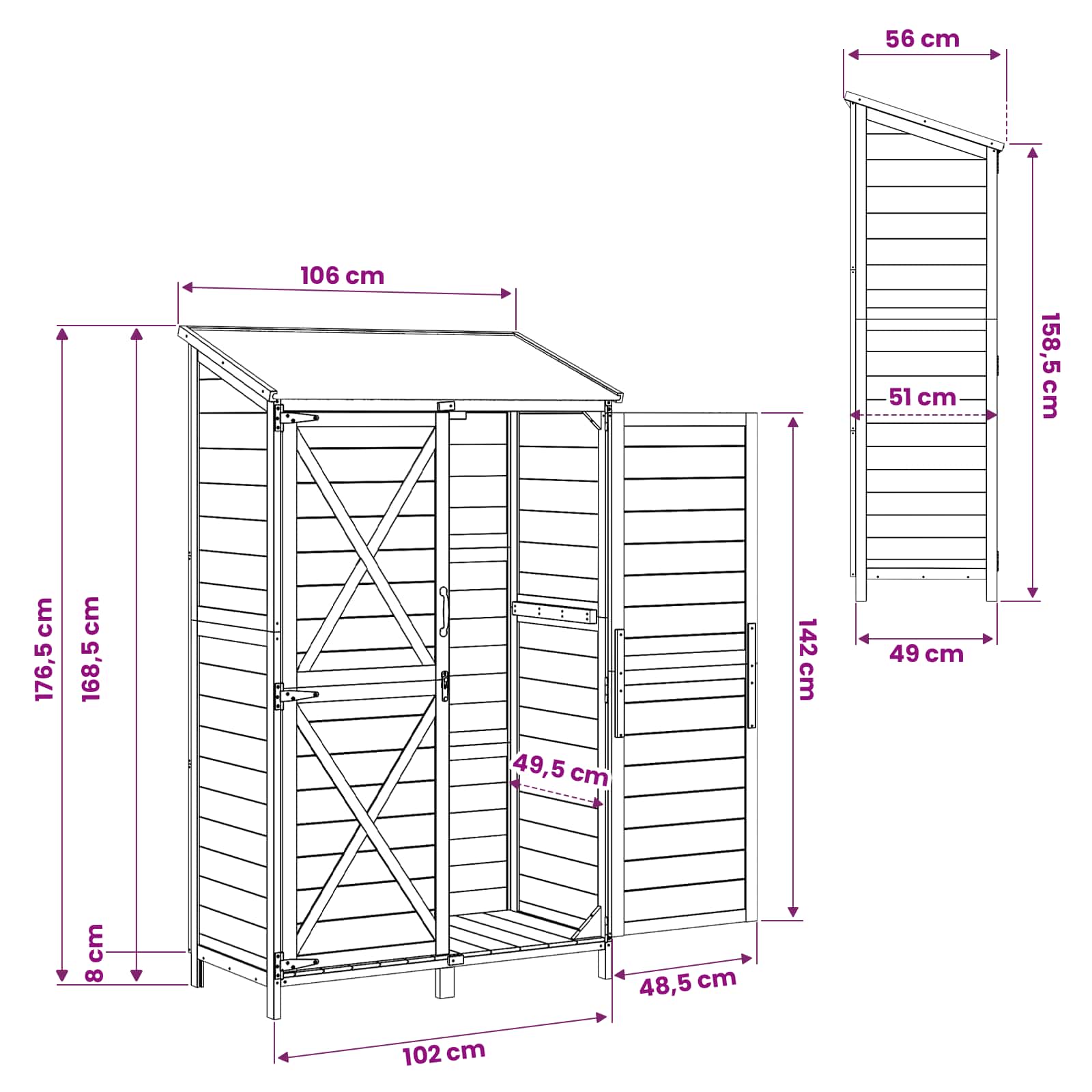 Sodo Sandėlys Ruda 106 x 56 x 176,5 cm Apdirbta mediena