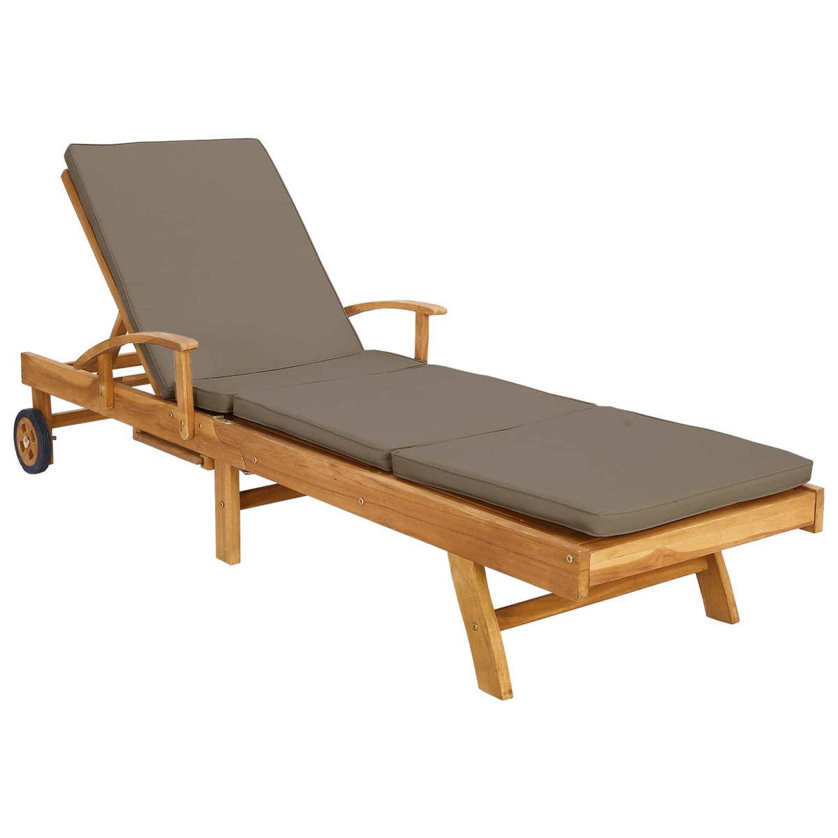 Saulės gultas su pagalvėle 100% poliesteris, kieta teak mediena