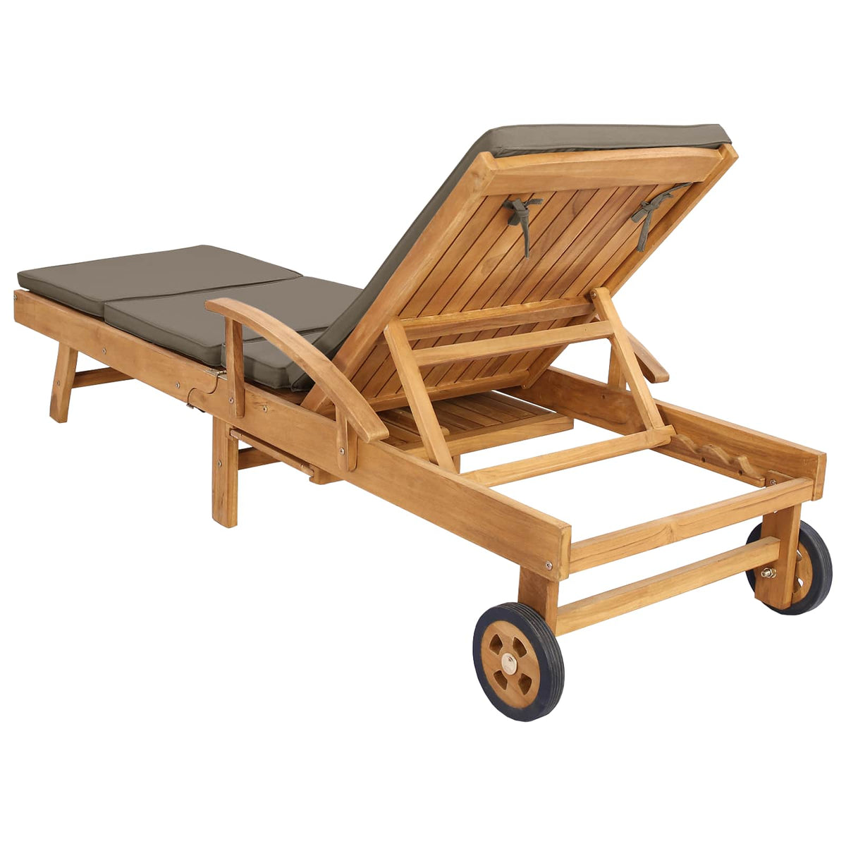 Saulės gultas su pagalvėle 100% poliesteris, kieta teak mediena