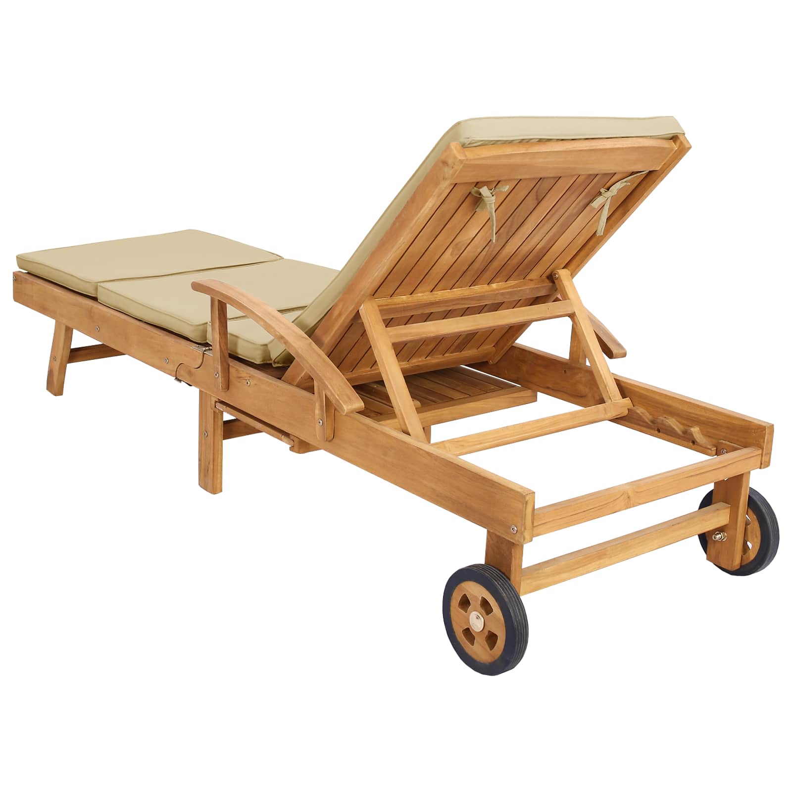 Saulės gultas 100% poliesteris, kieta teak mediena