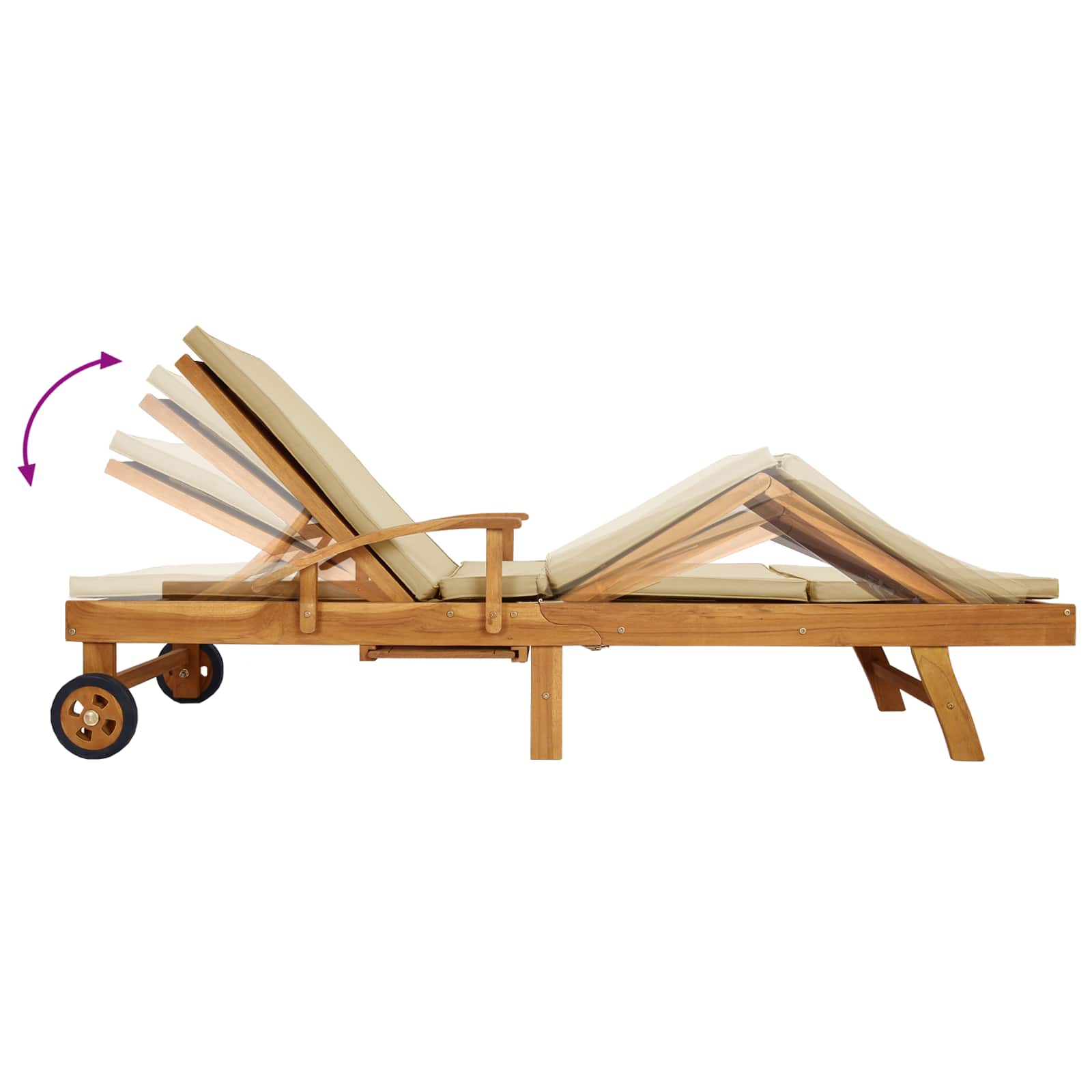 Saulės gultas 100% poliesteris, kieta teak mediena
