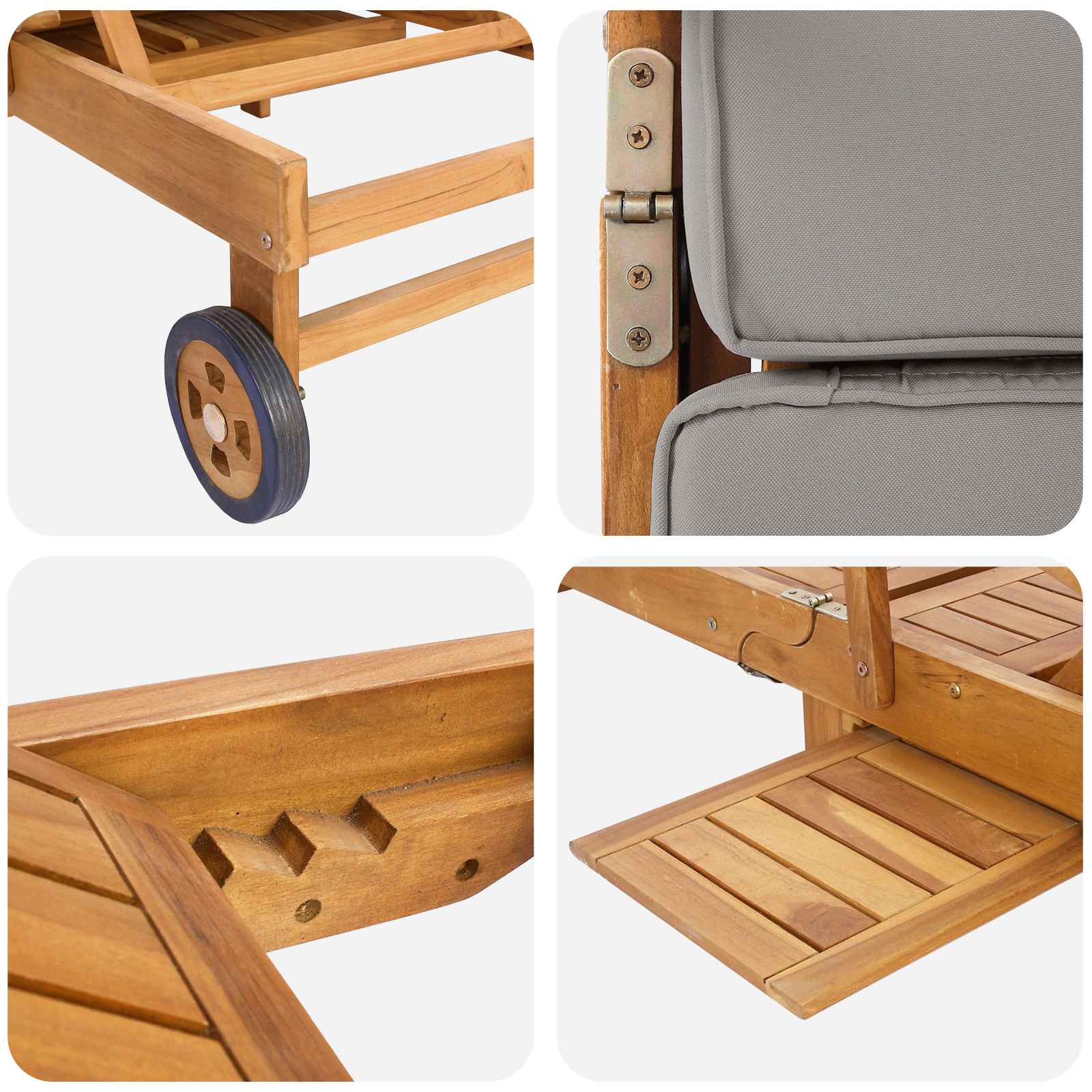 Saulės gultas 100% poliesteris, kieta teak mediena