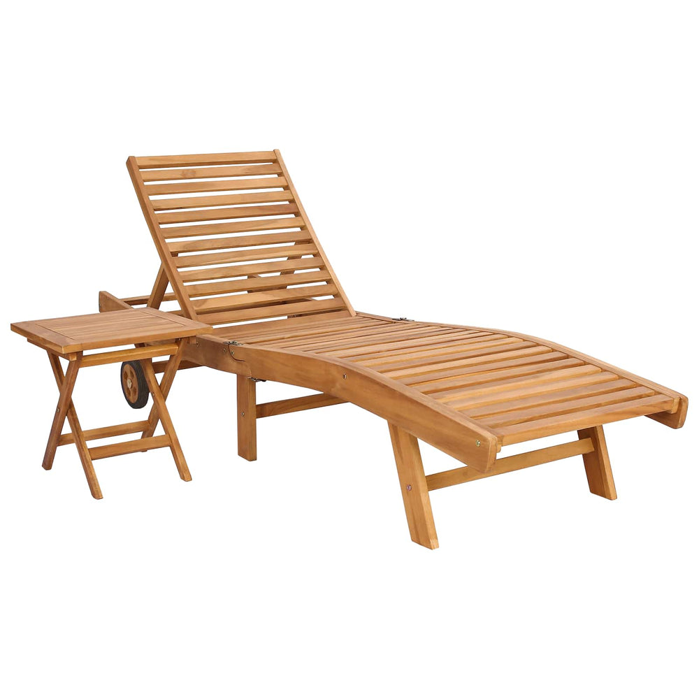 Saulės gultas 2 pcs Ruda Kieto teka medžio