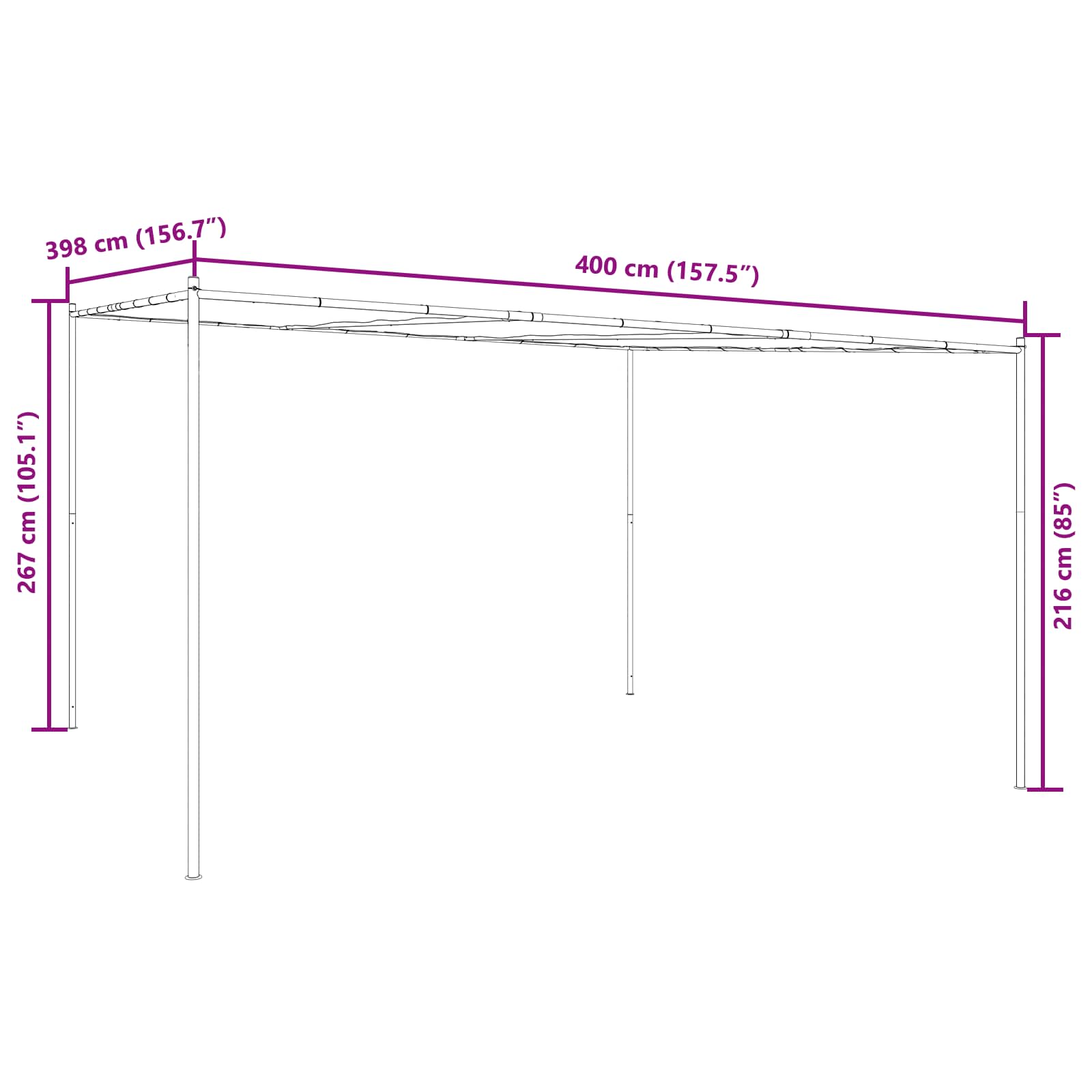 Pavėsinė 4 x 3,98 x 2,67 m Žalia Poliesteris ir plienas