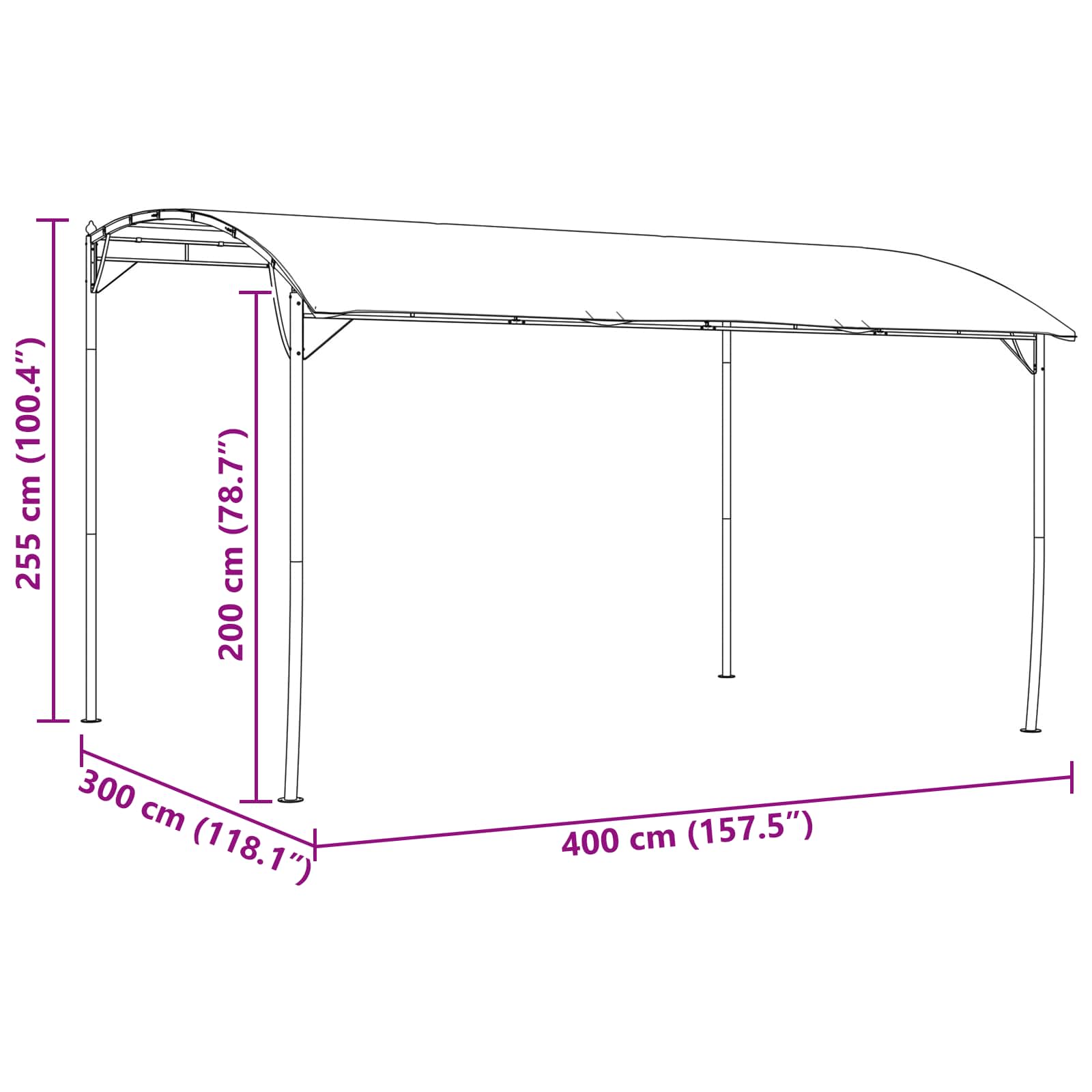 Pavėsinė 4 x 3 x 2,55 m Žalia Audinys ir aliuminis 180