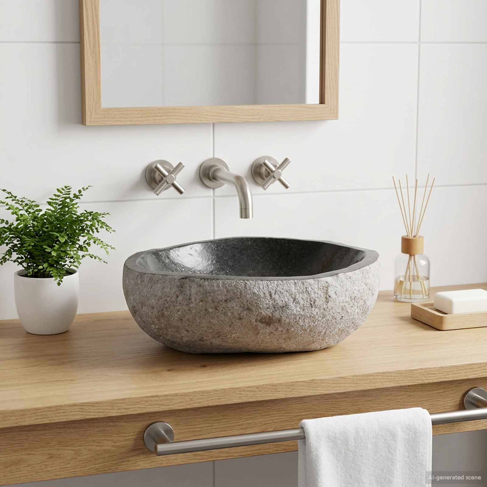 Kriauklė Ovalo Pilka (32-37) x (27-30) x 12 cm Upės akmuo
