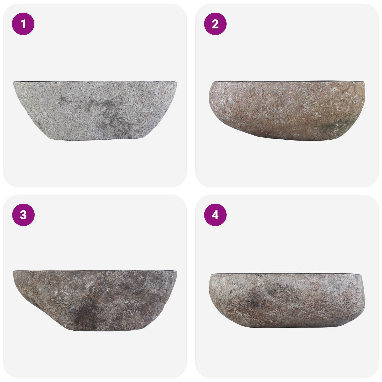 Kriauklė Ovalo Pilka (32-37) x (27-30) x 12 cm Upės akmuo