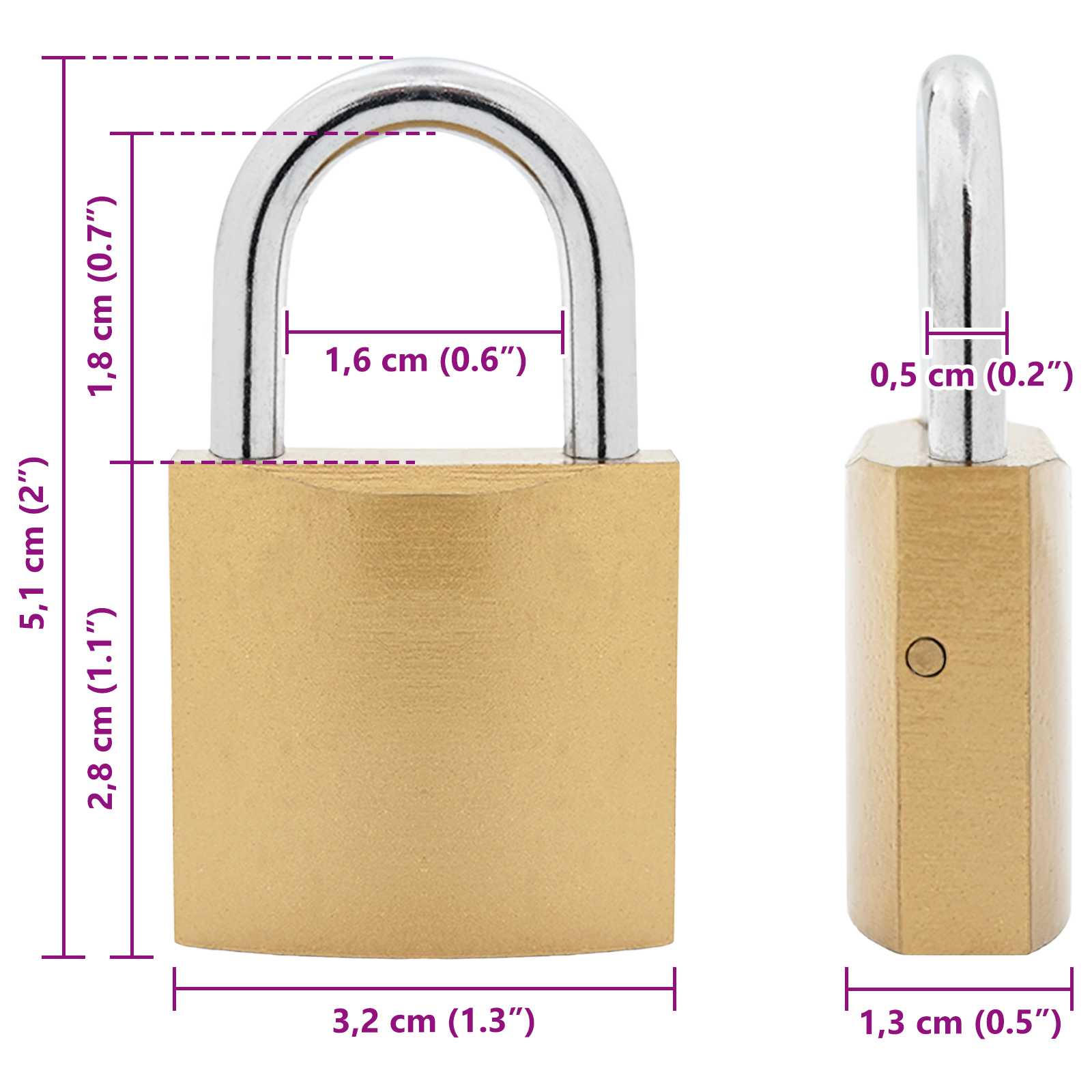 U spyna su raktai 100 pcs Žalvaris Geležis