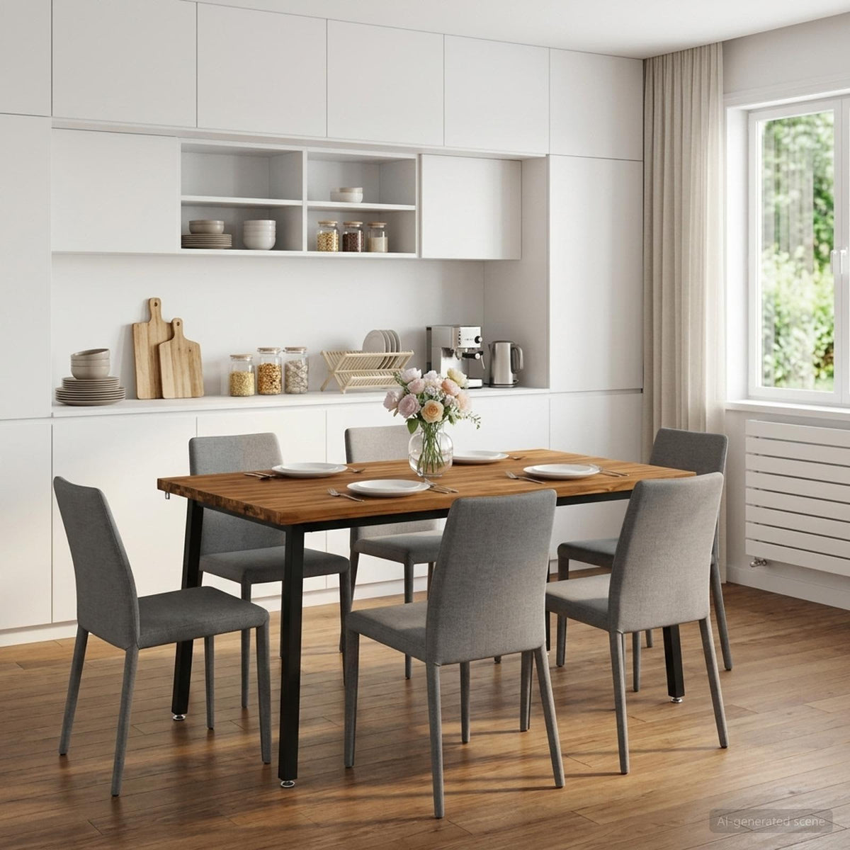 Kvadratinis valgomojo stalas 160 x 90 x 75 cm Natūrali