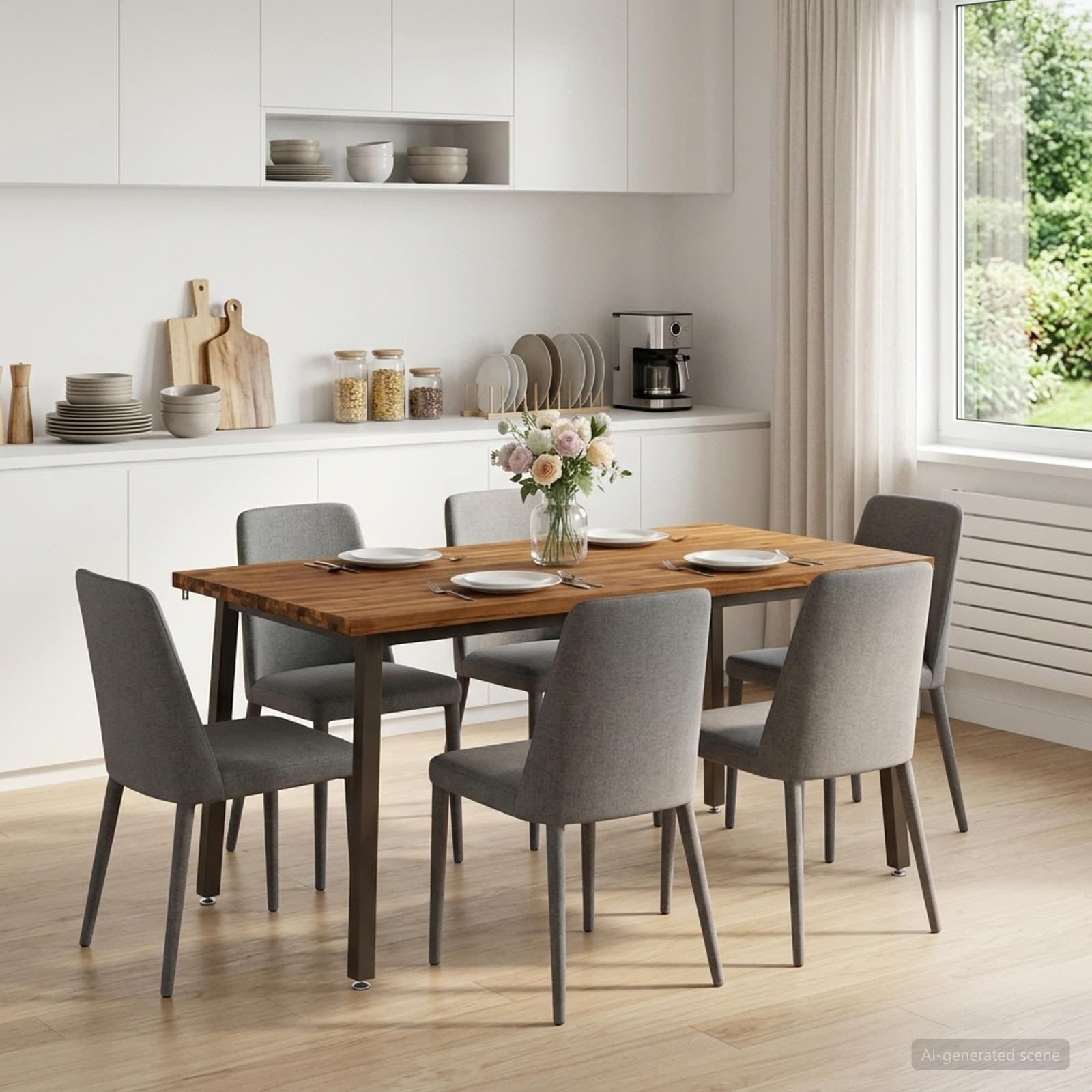 Kvadratinis valgomojo stalas 160 x 70 x 75 cm Natūrali