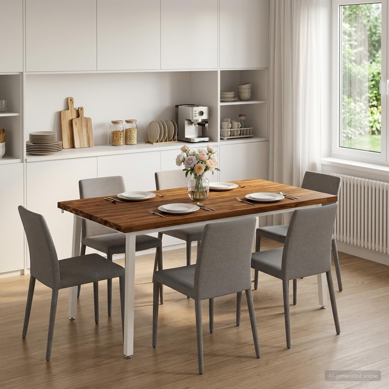 Kvadratinis valgomojo stalas 160 x 80 x 75 cm Natūrali