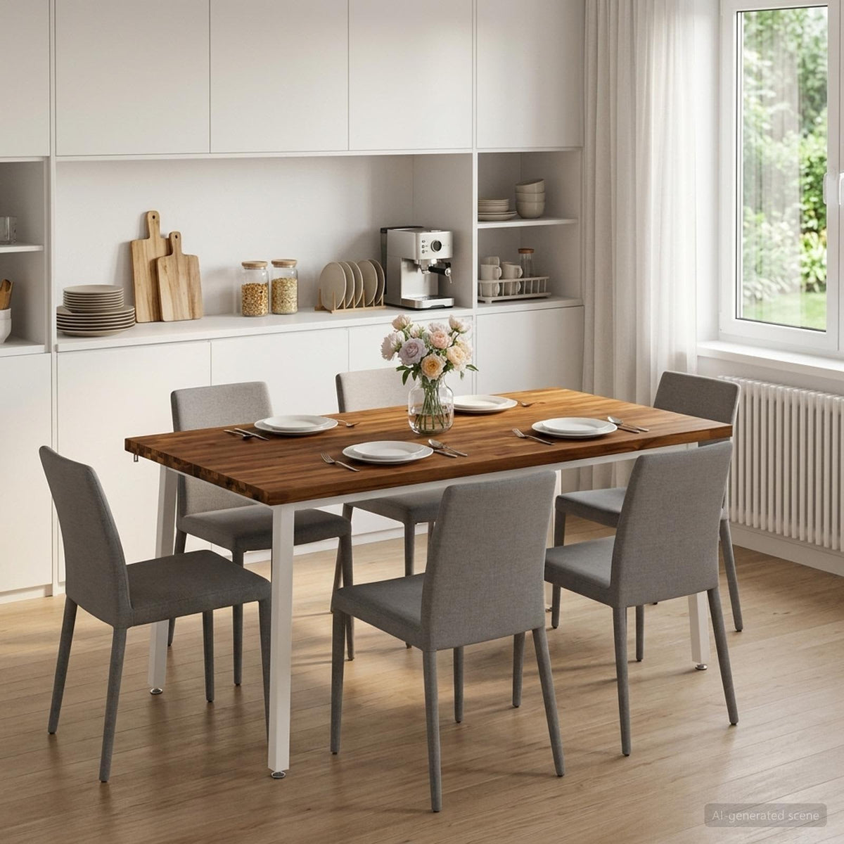 Kvadratinis valgomojo stalas 160 x 70 x 75 cm Natūrali