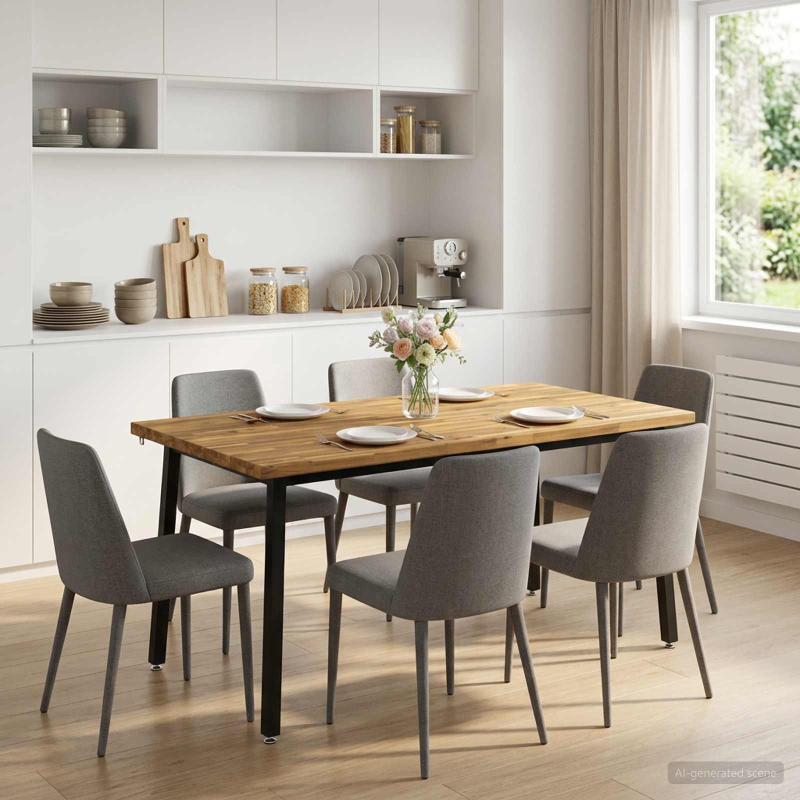 Kvadratinis valgomojo stalas 160 x 80 x 75 cm Balta