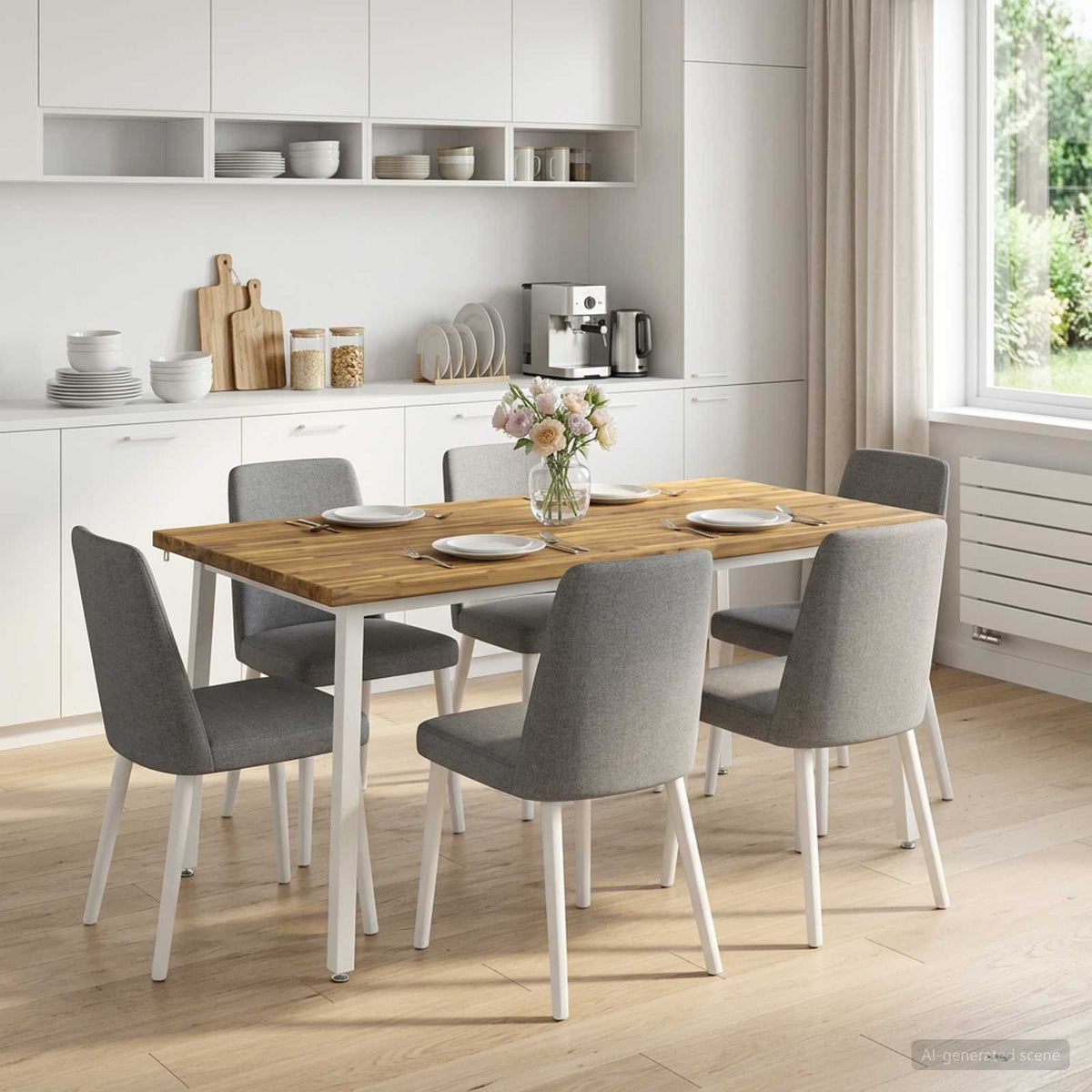Kvadratinis valgomojo stalas 160 x 70 x 75 cm Balta