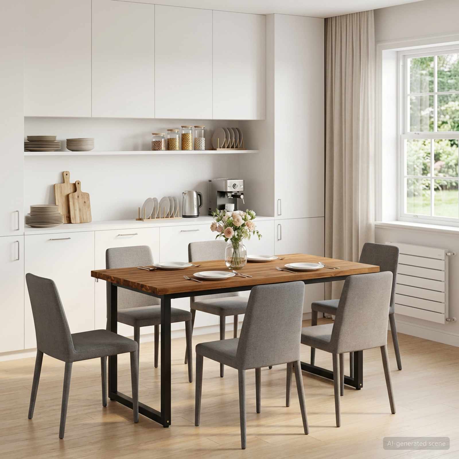 Kvadratinis valgomojo stalas 160 x 70 x 75 cm Natūrali