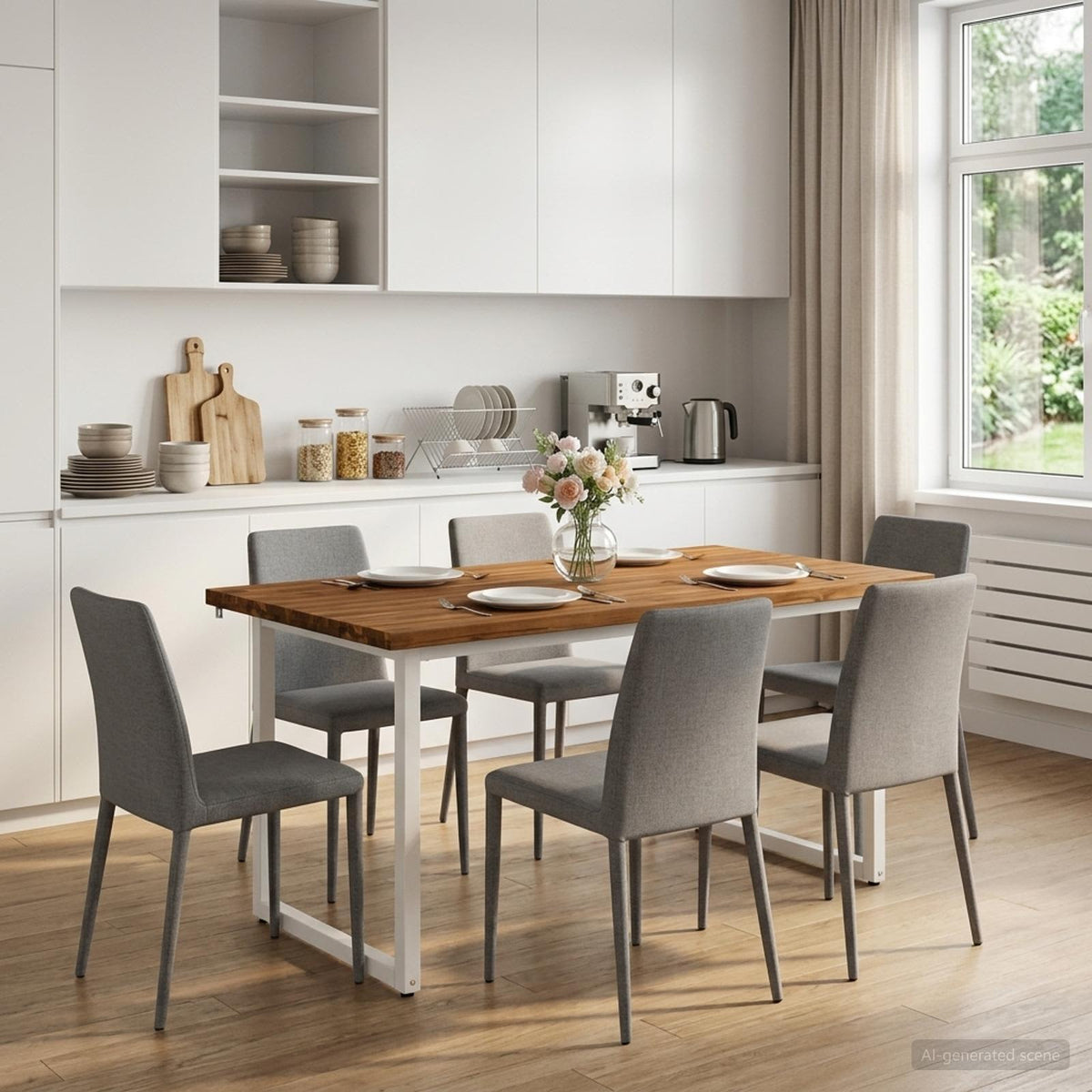 Kvadratinis valgomojo stalas 160 x 70 x 75 cm Natūrali