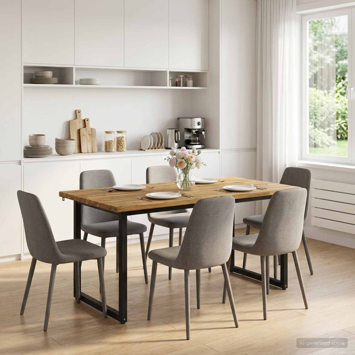 Kvadratinis valgomojo stalas 160 x 70 x 75 cm Balta