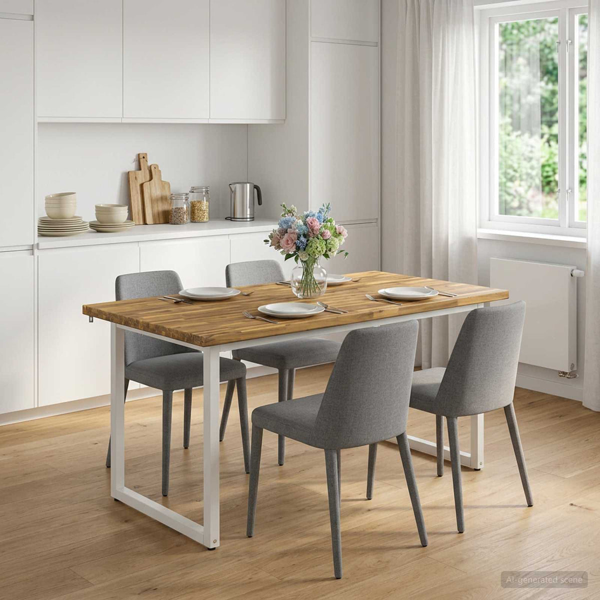 Kvadratinis valgomojo stalas 160 x 70 x 75 cm Balta