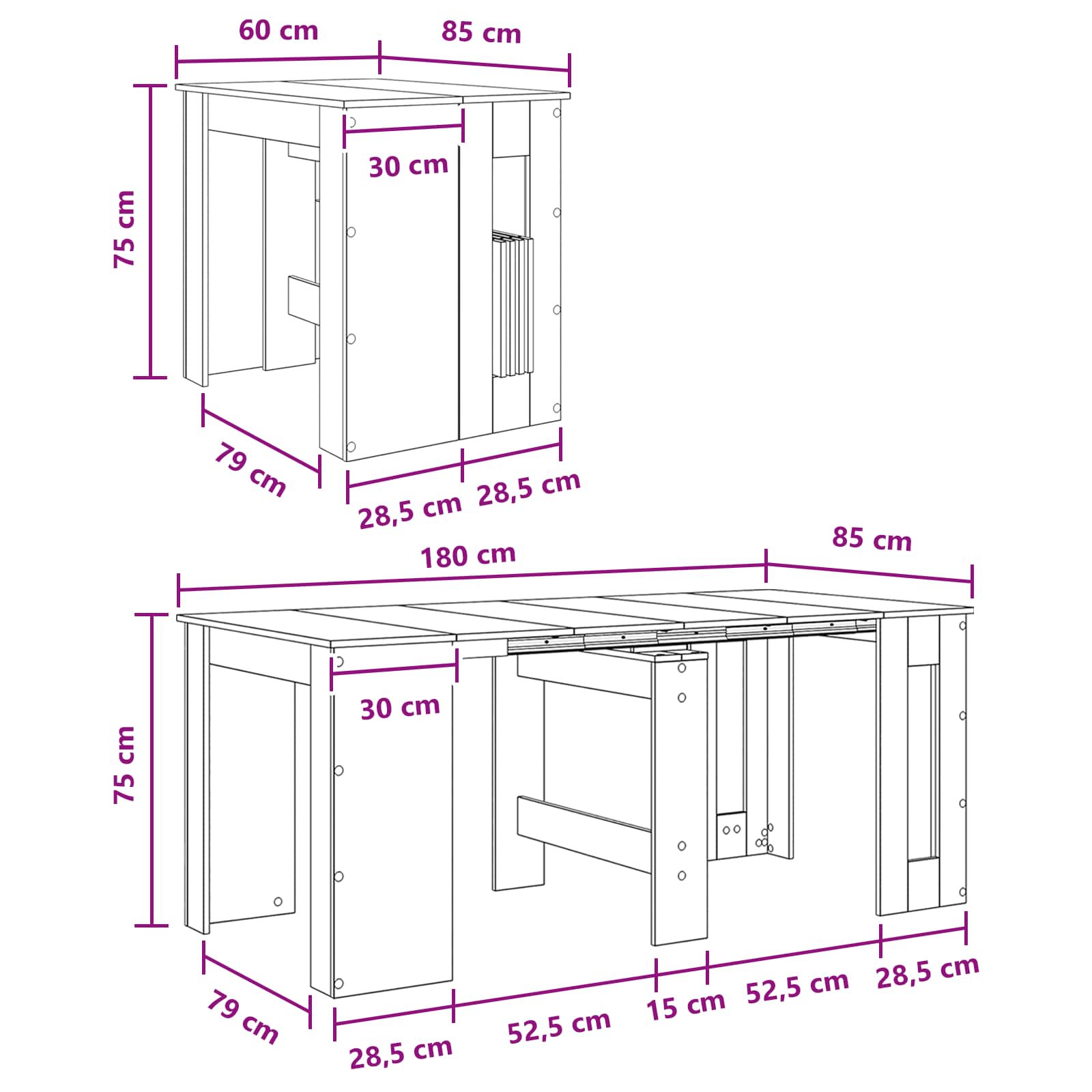 Valgomojo stalas 180 x 85 x 75 cm Apdirbta mediena