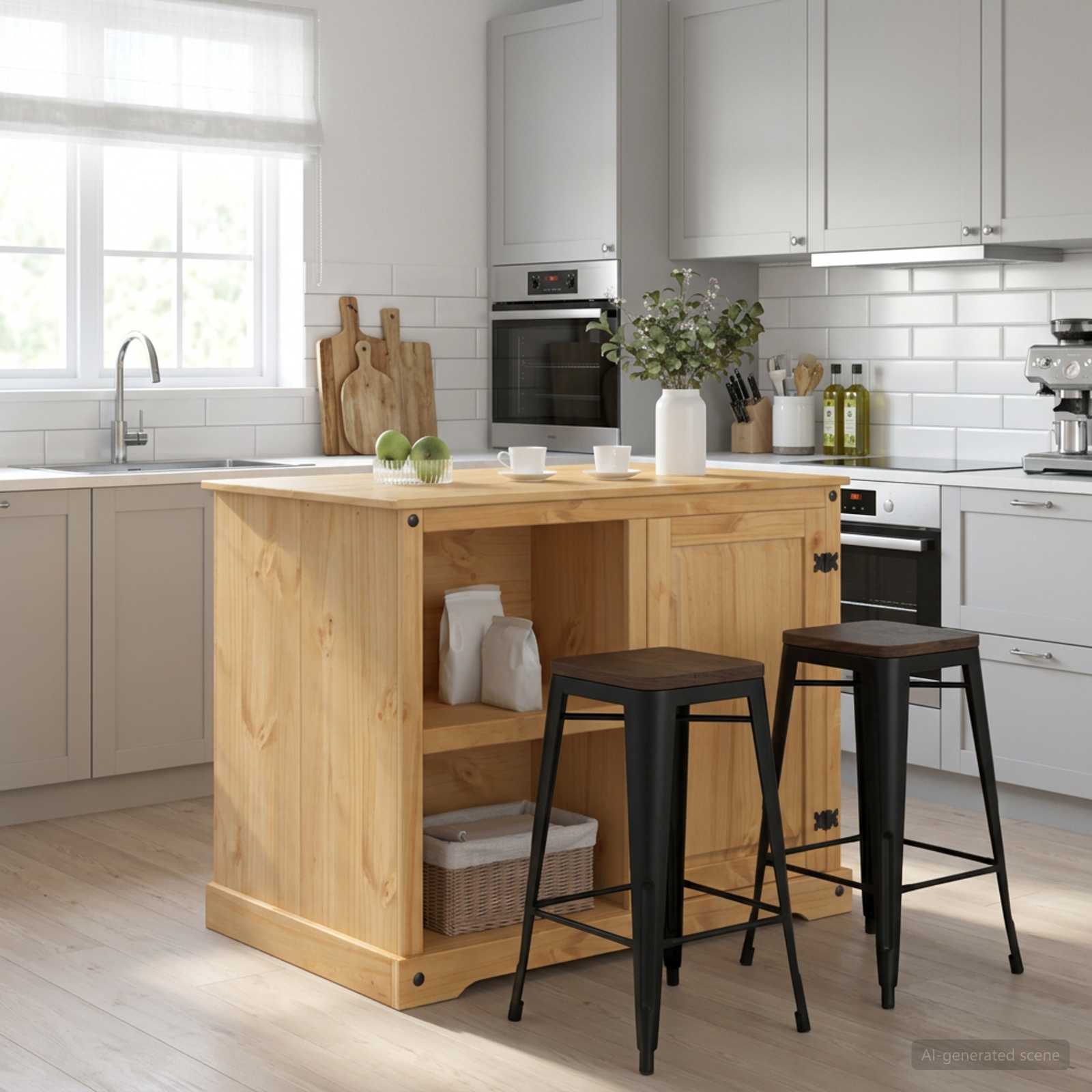 Virtuvės vežimėlis 2 pcs Medaus vaškas 112 x 77 x 91,5 cm