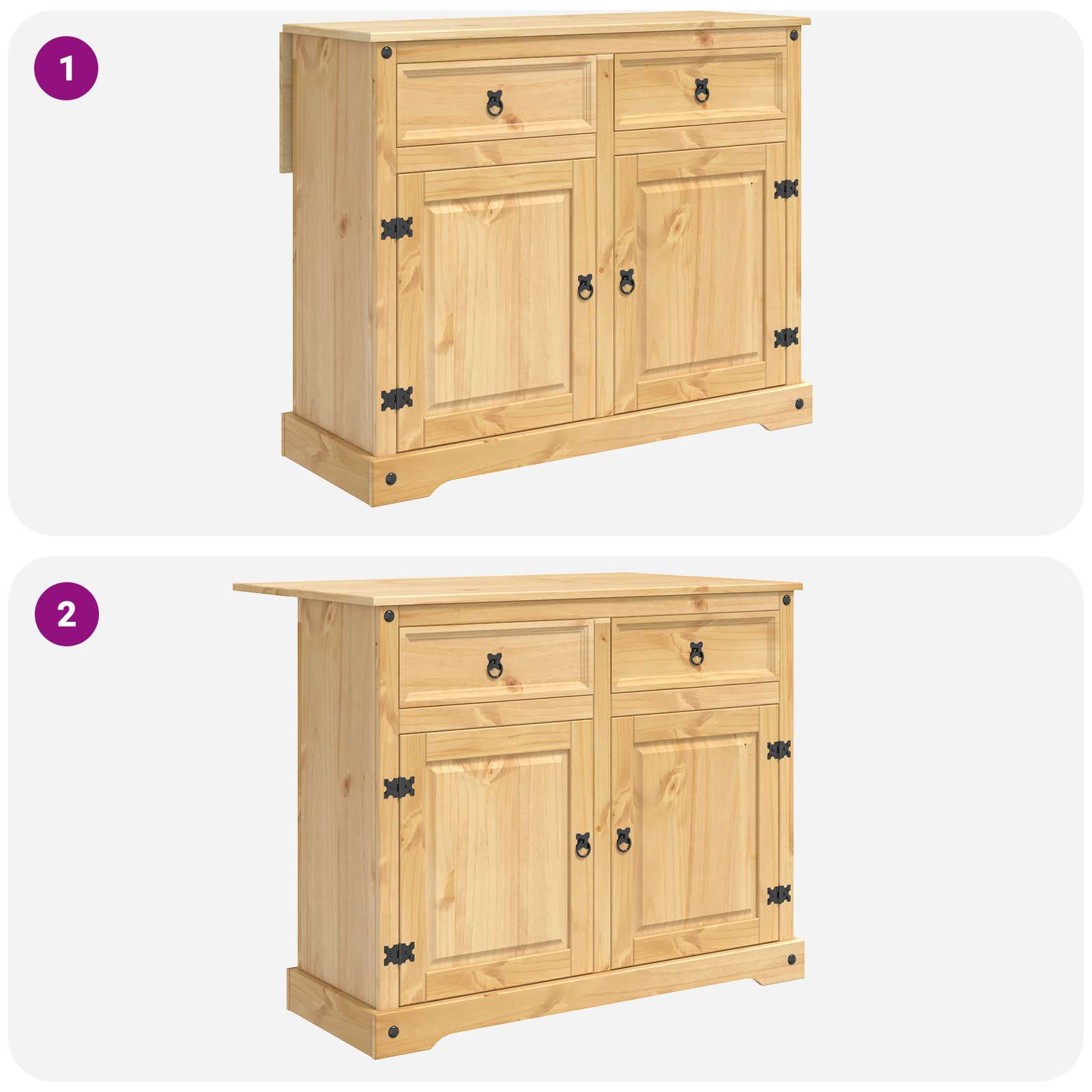 Virtuvės vežimėlis 2 pcs Medaus vaškas 112 x 70 x 91,5 cm