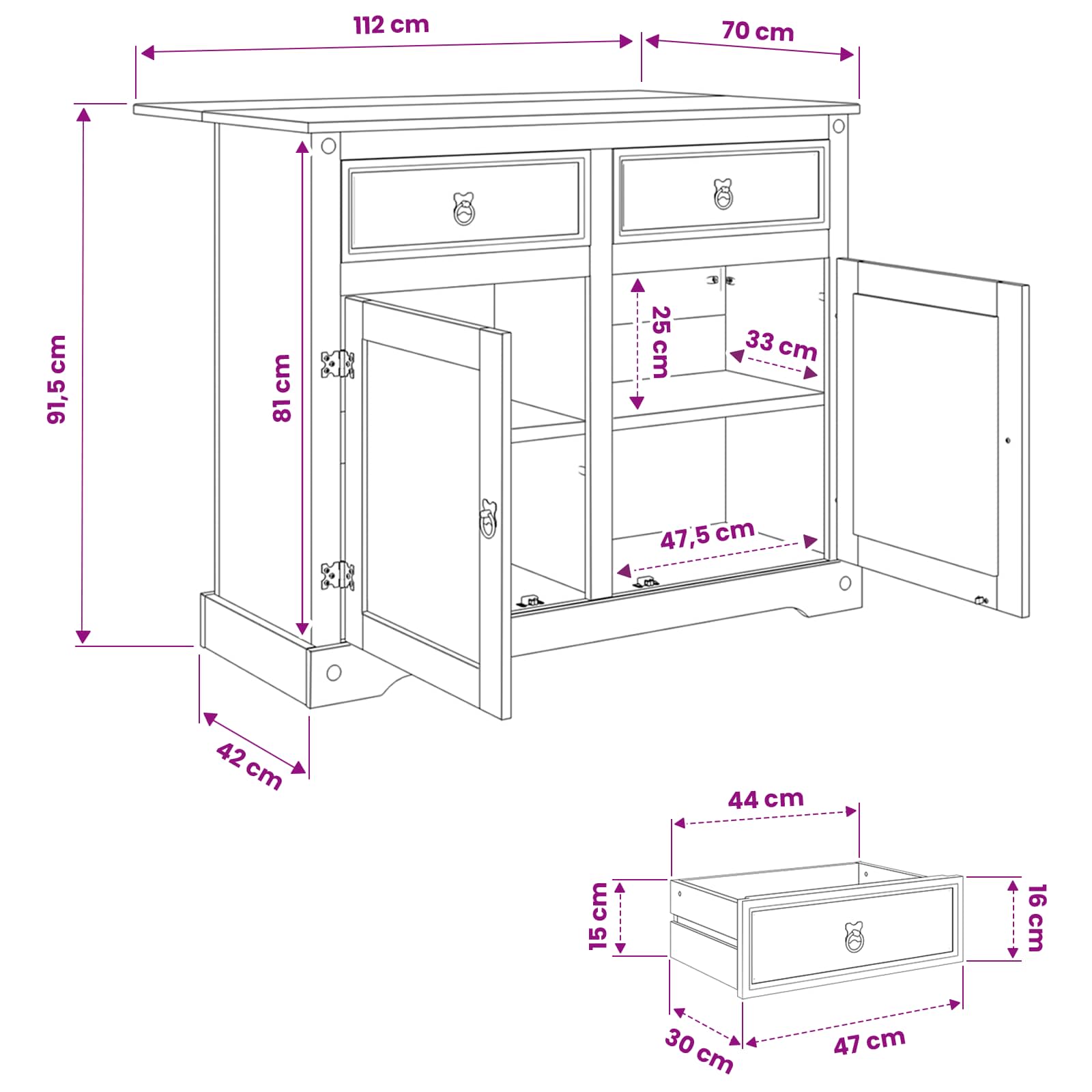 Virtuvės vežimėlis 2 pcs Medaus vaškas 112 x 70 x 91,5 cm