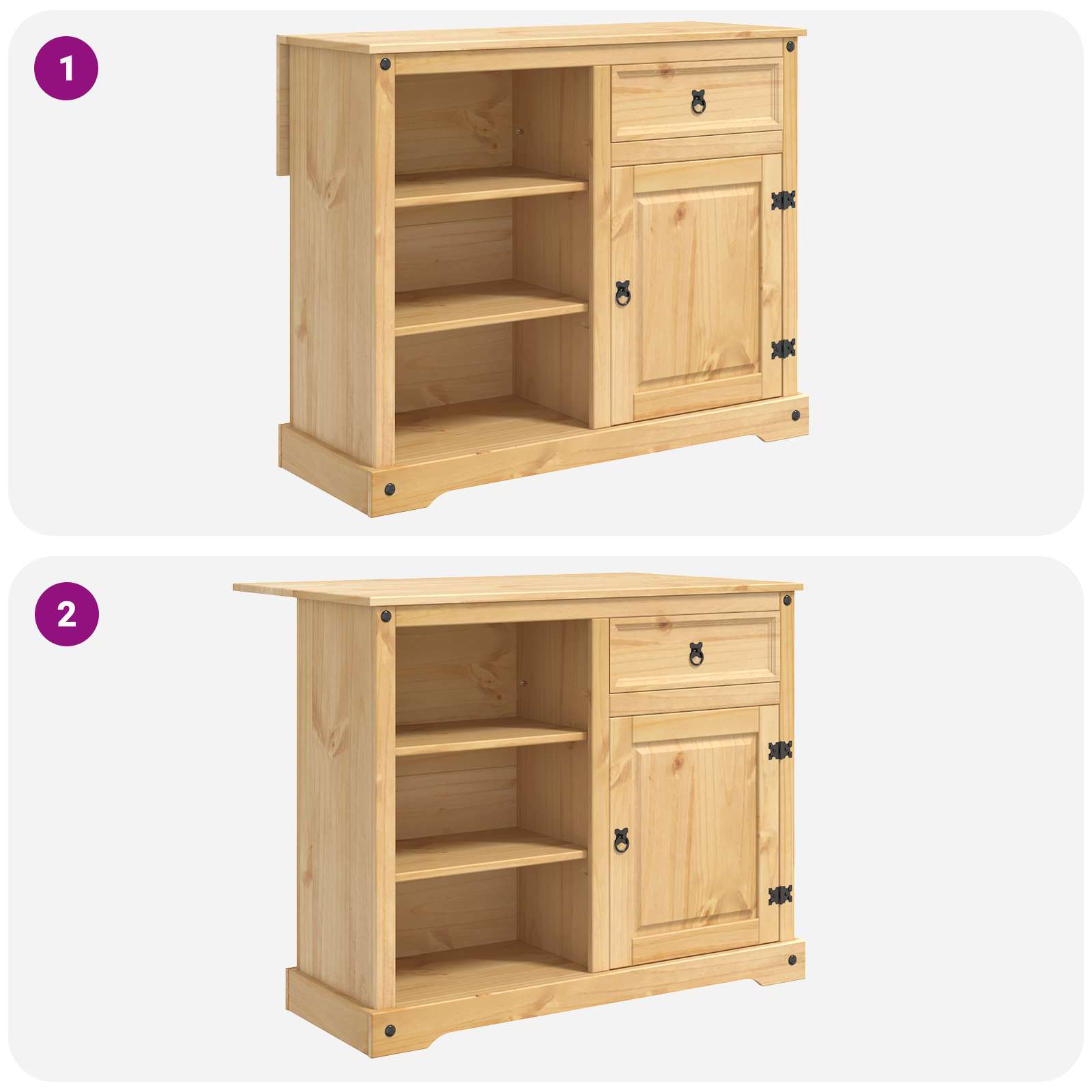 Virtuvės vežimėlis 2 pcs Medaus vaškas 112 x 70 x 91,5 cm