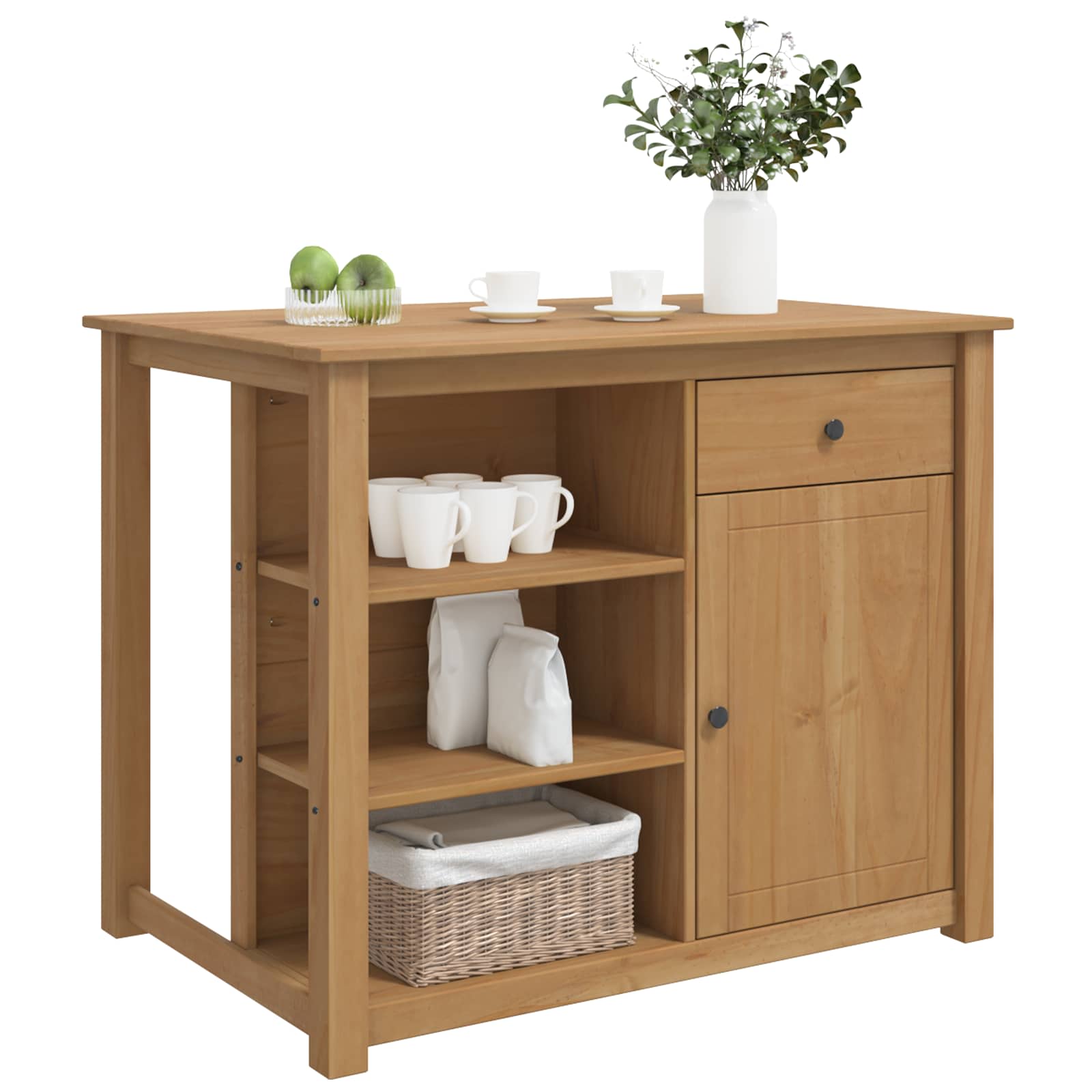 Virtuvės vežimėlis PANAMA 2 pcs Medaus vaškas 112 x 77 x 90 cm