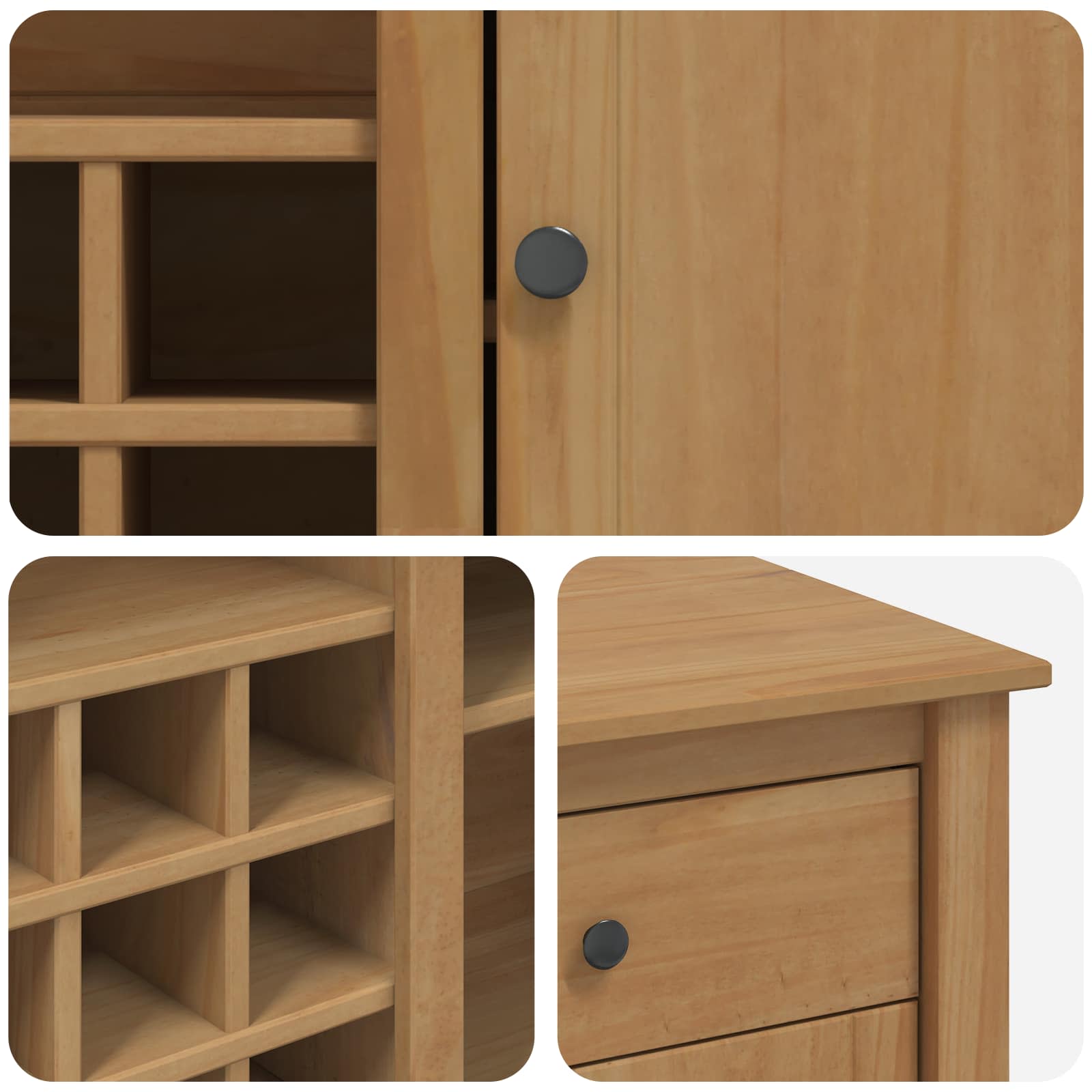 Virtuvės vežimėlis PANAMA 2 pcs Medaus vaškas 112 x 77 x 90 cm